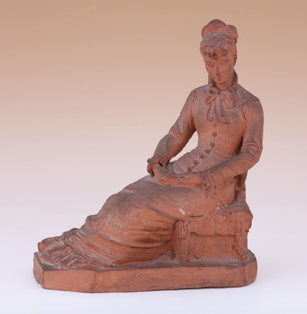 Null 夏尔-科迪埃（1827-1905 年）
路易丝-莫迪埃，1879 年
工作室陶俑，已签名并注明日期
H.25.5 厘米
(露台上有小缺口）