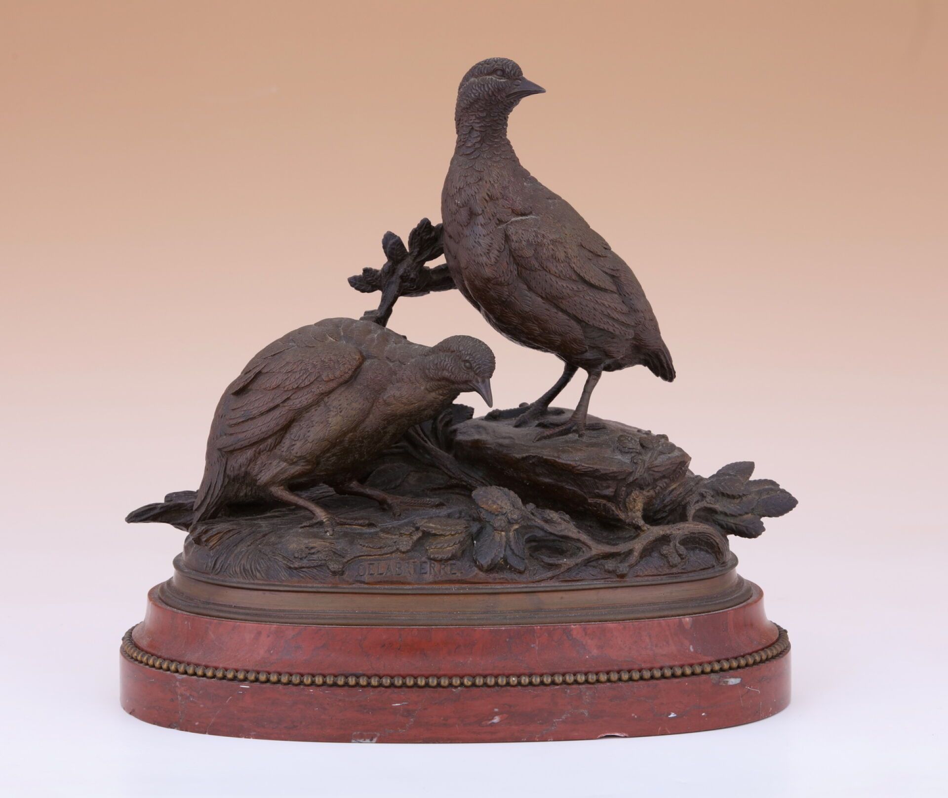 Null D'après Édouard Paul DELABRIERRE (1829-1912)
Deux cailles 
GROUPE en bronze&hellip;
