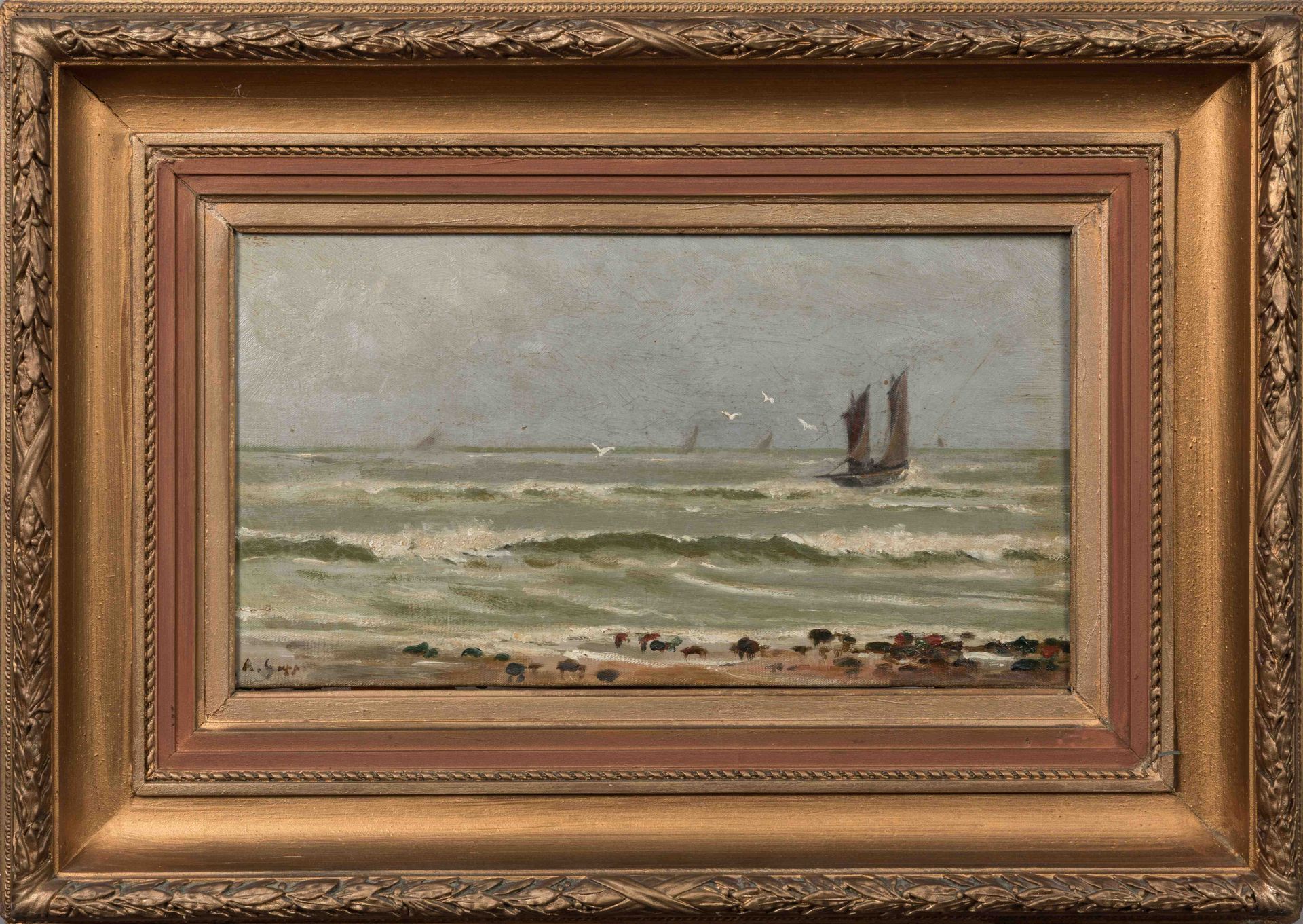 Null Albert GOEPP (XIX-XX.)

Küstenlinie mit einem Sardinenboot.

Öl auf Leinwan&hellip;