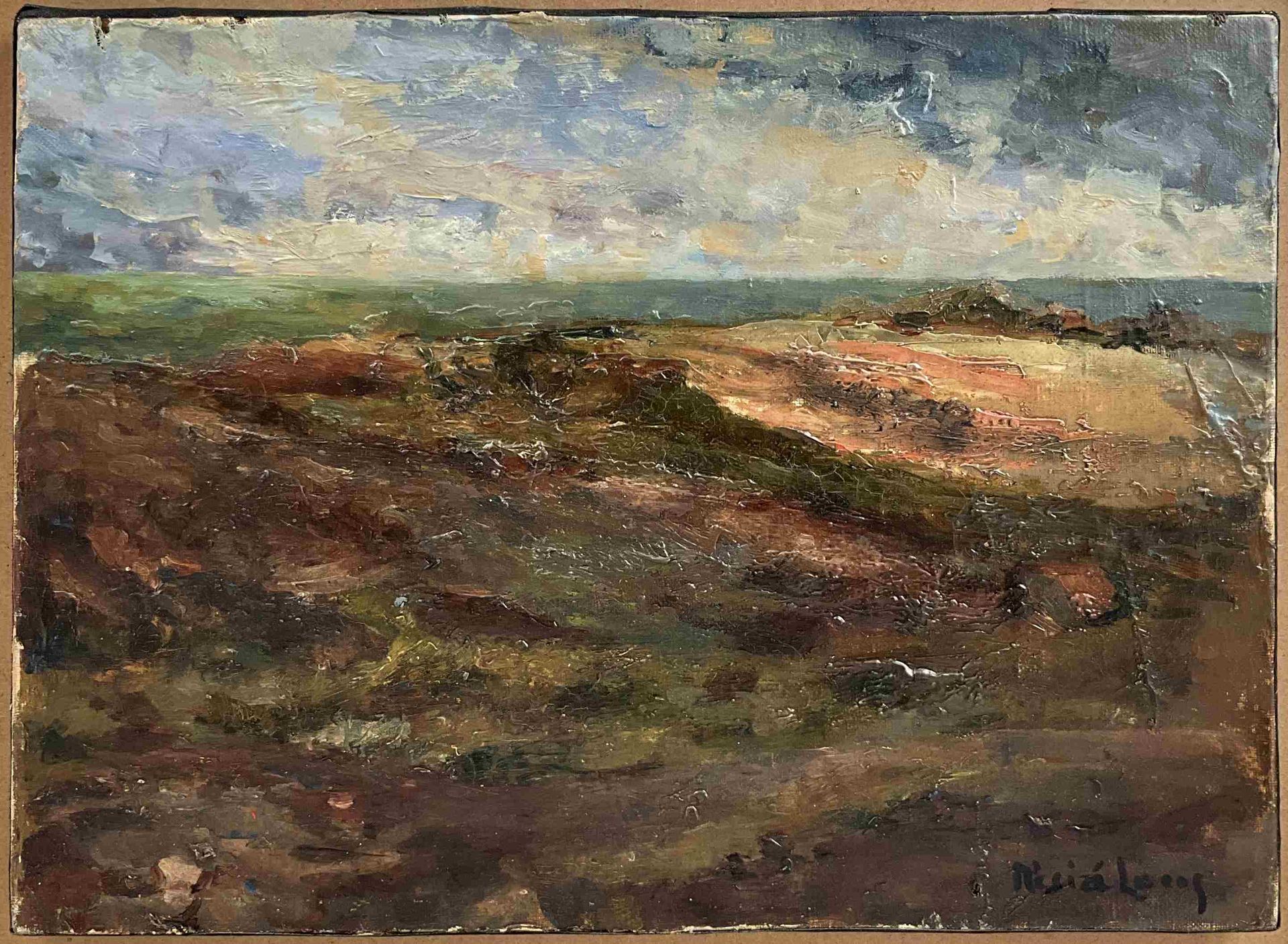 Null 路易-马里-迪塞尔-卢卡斯（1869年，法兰西堡-1949年，杜阿内兹）。
布列塔尼的地平线。
布面油画，右下角有签名。
高：25厘米。宽度：32厘米&hellip;