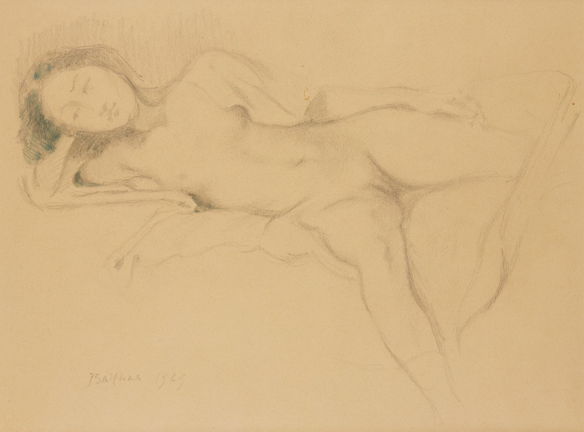 Null 
巴尔图斯(1908-2001)

躺着的裸体，1969年

纸上铅笔和水粉画增强

左下方有签名和日期

29 x 39 cm (展出中)

松散的&hellip;