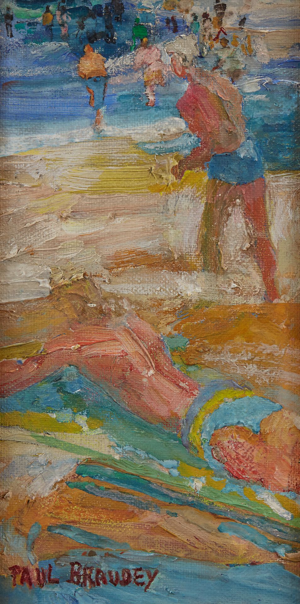 Null 
Paul BRAUDEY (生于1930年)






海滩上的沐浴者 






布面油画，左下角有签名






22 x 12 cm