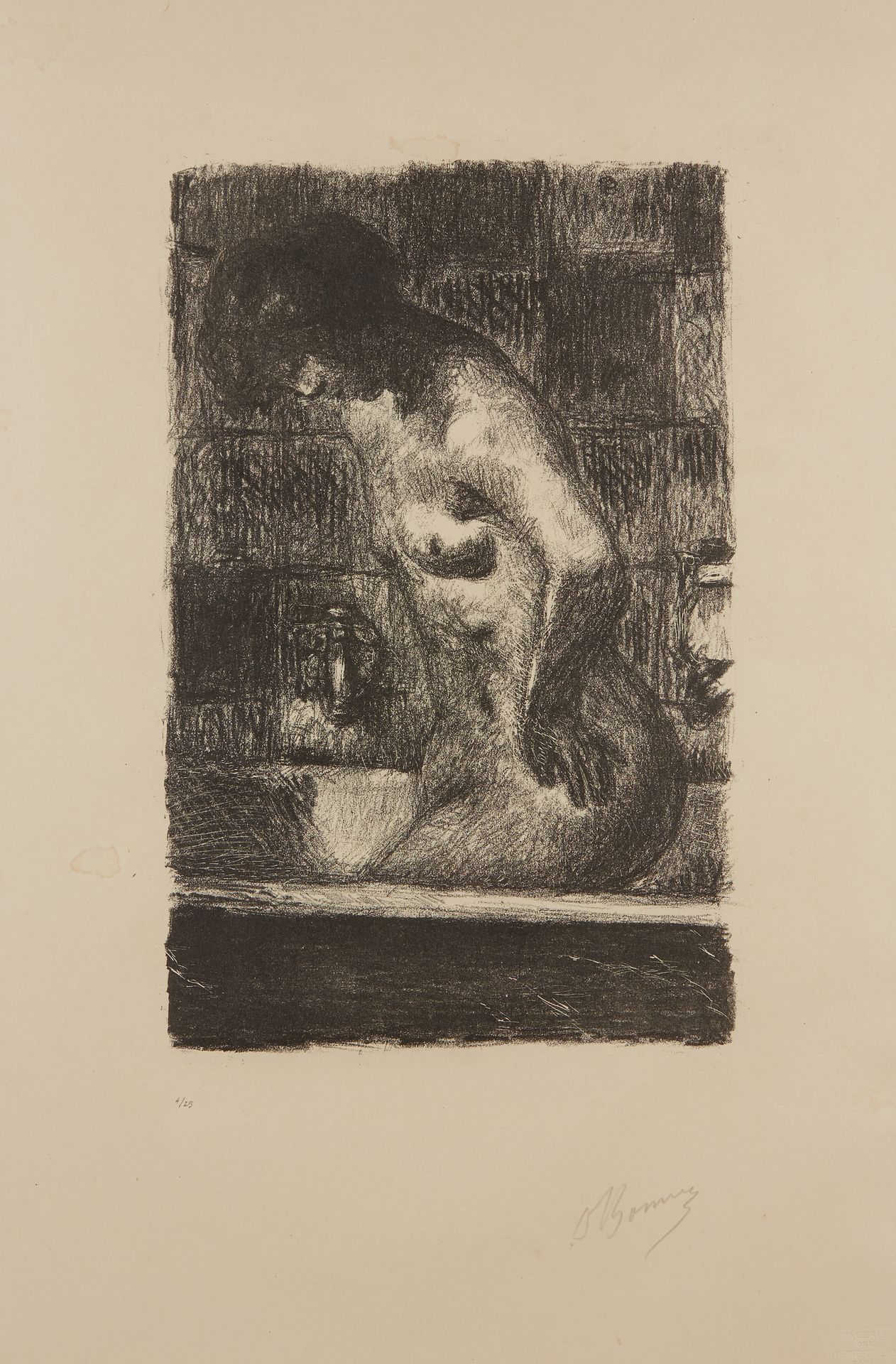 Null 皮埃尔-邦纳(Pierre BONNARD) (1867-1947)


站在浴缸里的女人。1925


日本石版画。右下方有签名的证明，编号为4/2&hellip;