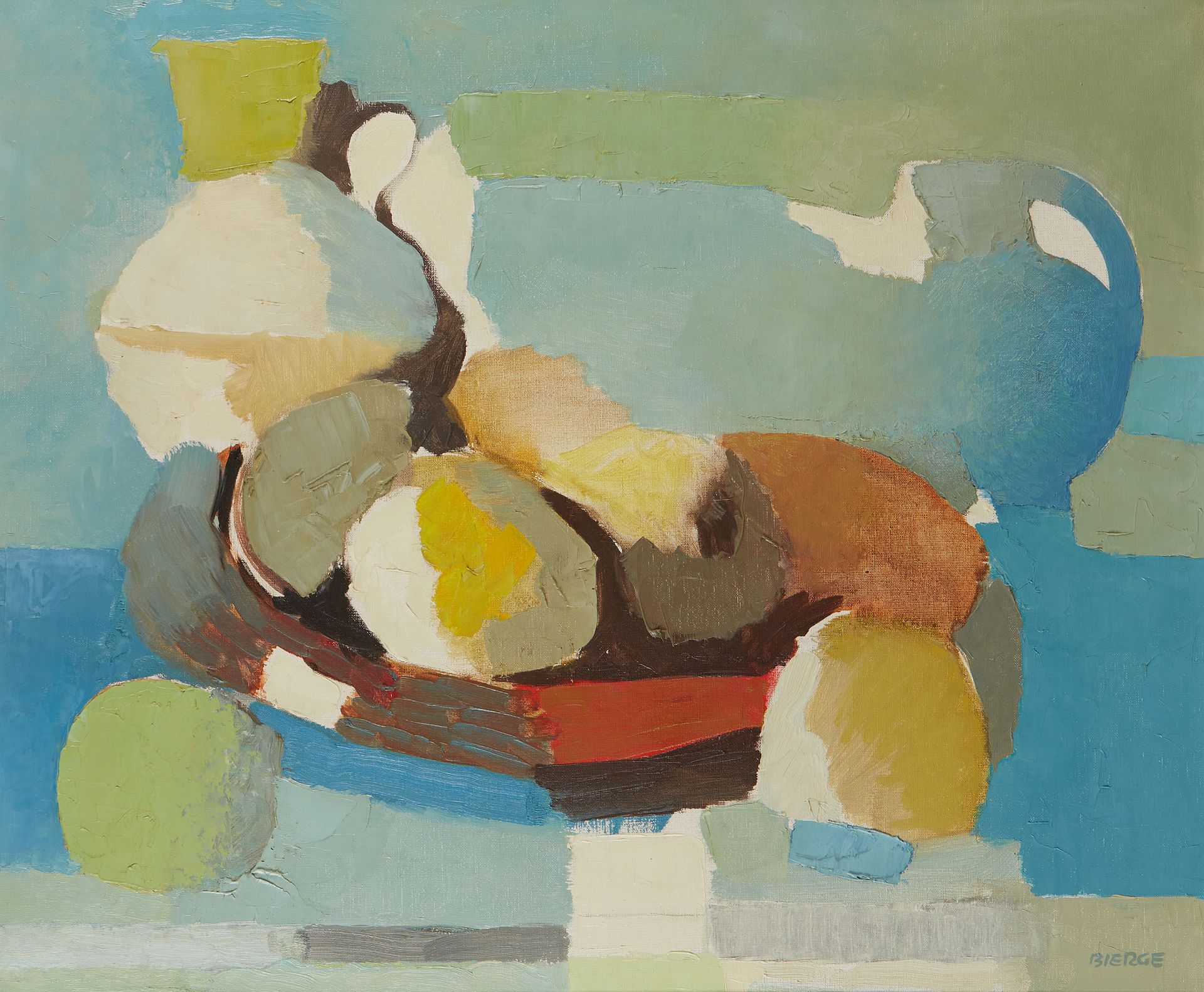 Null Roland BIERGE (1922-1991) 


Fruit tray at the blue table, 1962


Oil on ca&hellip;