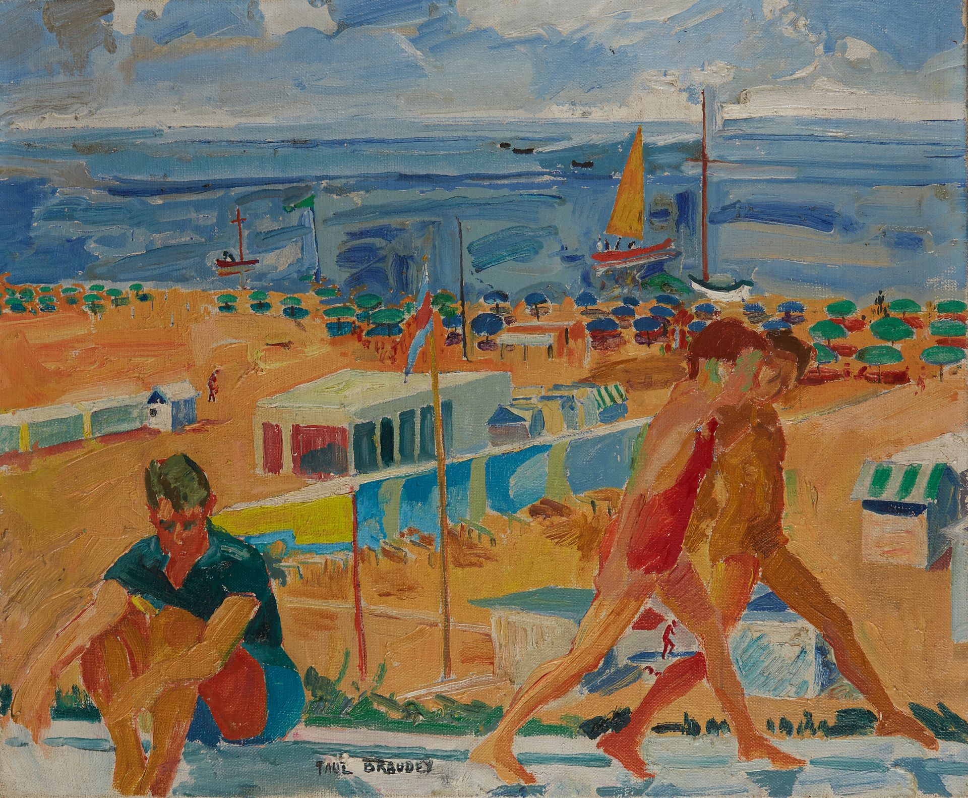 Null Paul BRAUDEY (生于1930年)


海滩》，1969年


画布油画，中央下方有签名，背面有副署和日期


38,5 x 46 cm