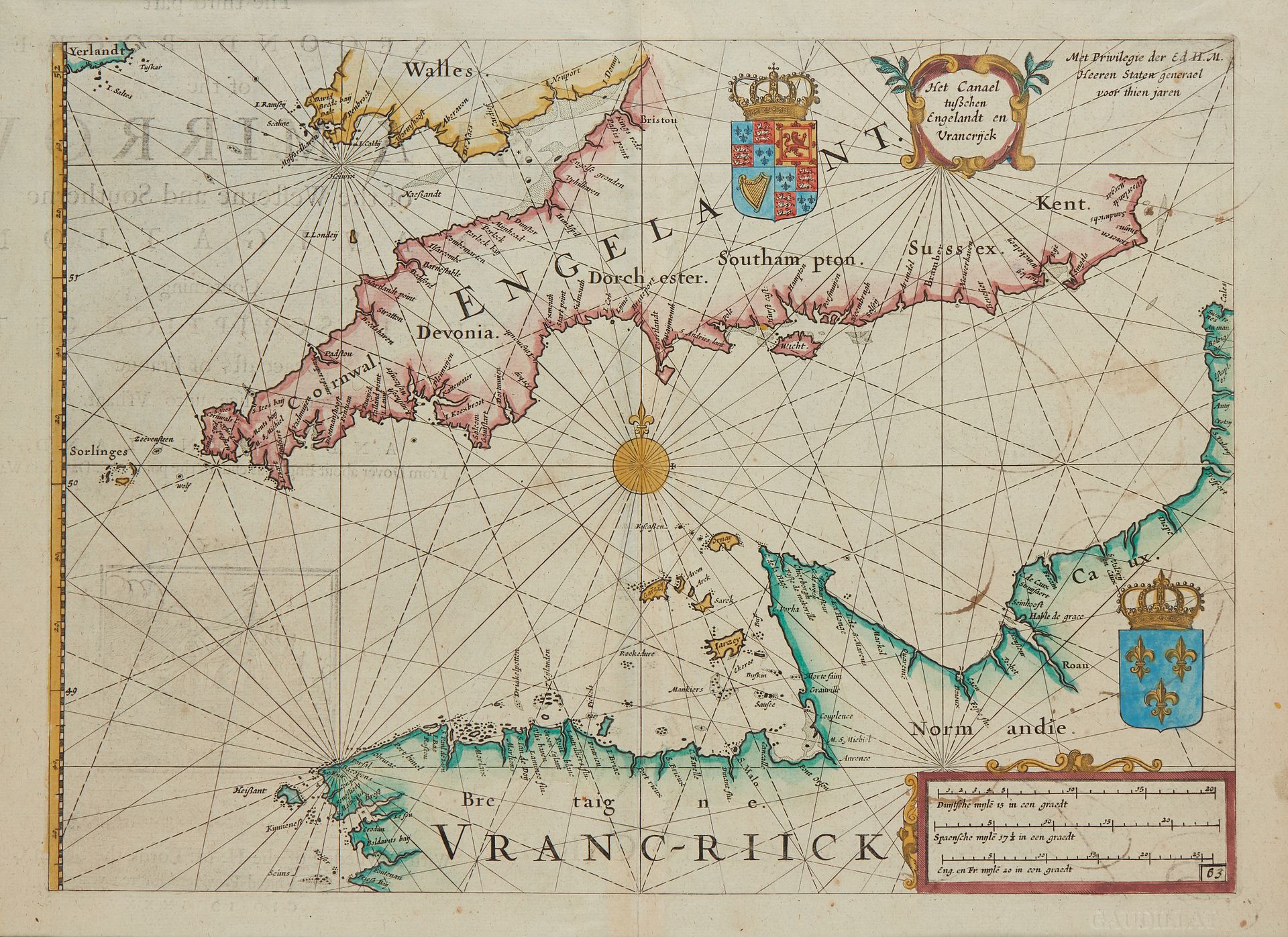 Null BLAEU, G. Het Canael tuschen Engelandt en Vrancreick. Ámsterdam, 1608-1635.&hellip;