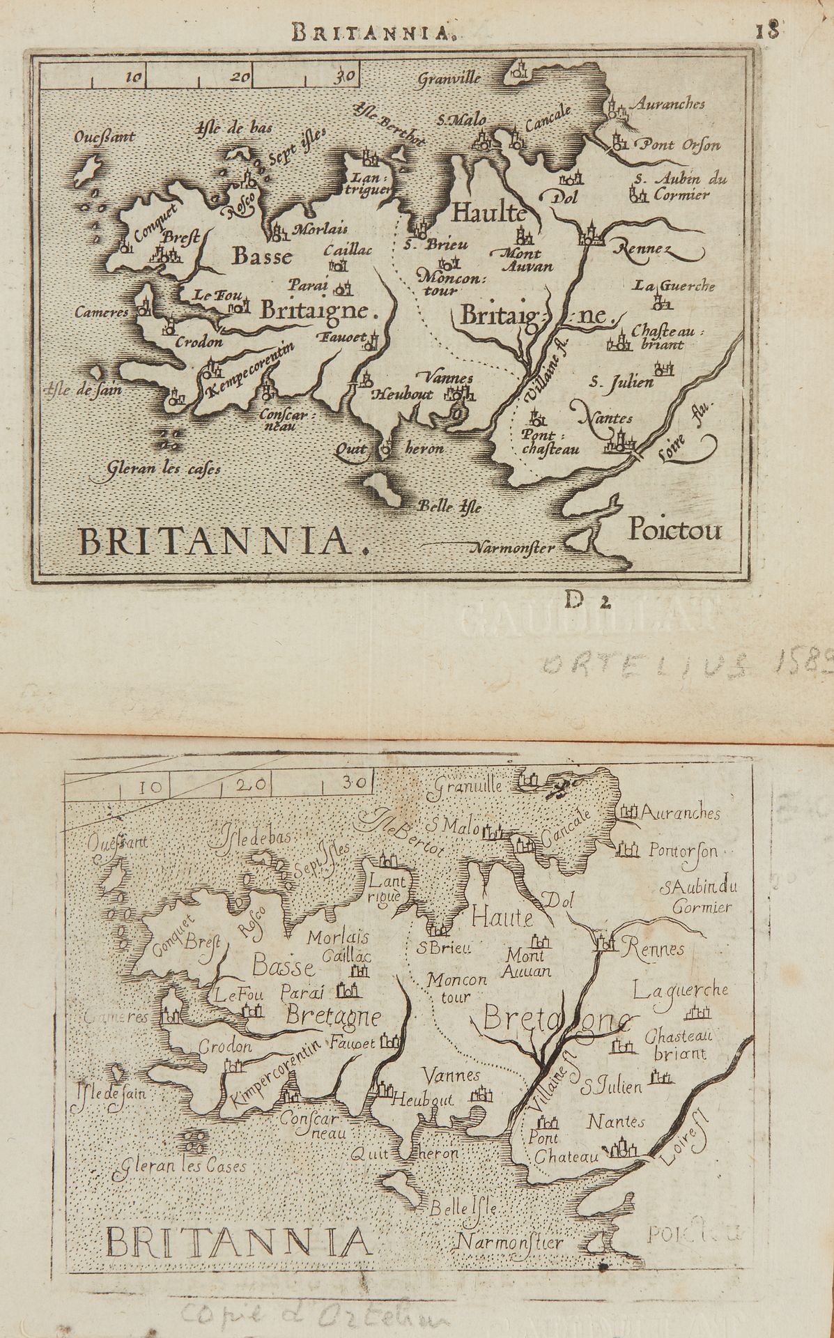 Null ORTELIUS, A. / GALLE, F. Britannia。安特卫普和意大利，1589年。黑与白。两份。意大利副本的印刷量很低。75 x 1&hellip;