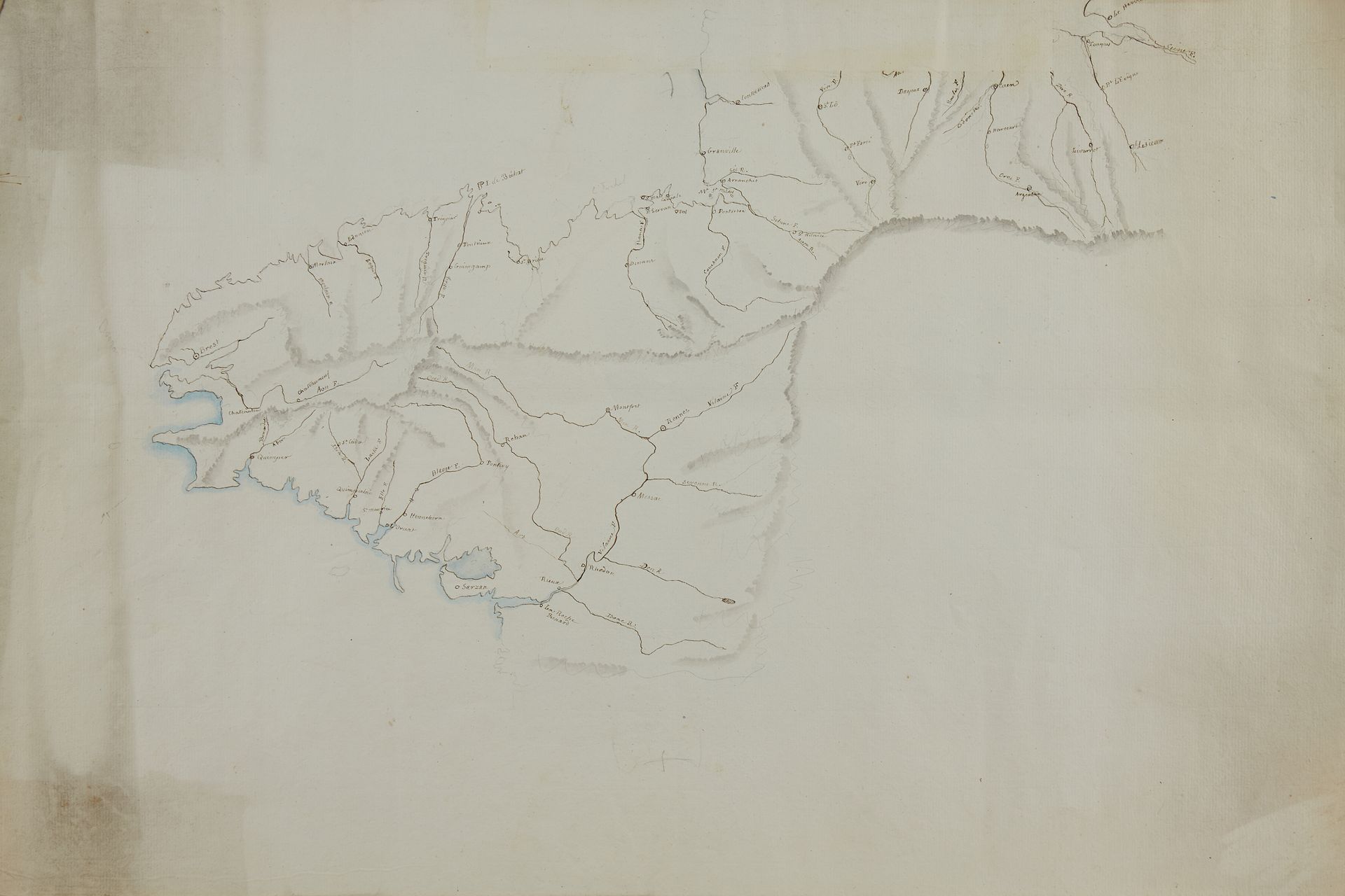 Null MAPA ANÓNIMO ESCRITO A MANO. (Parte de Bretaña y Baja Normandía). Después d&hellip;