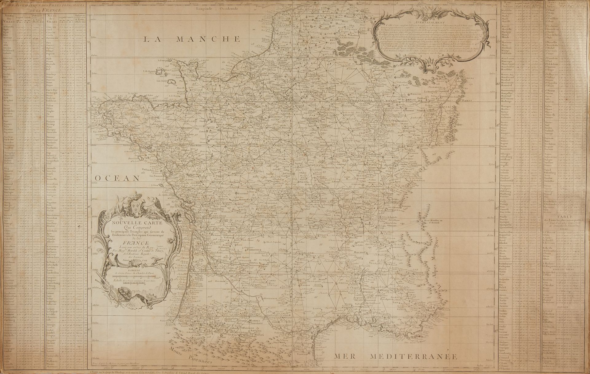 Null CASSINI DE THURY, C .F. Nouvelle carte qui comprend les principaux triangle&hellip;