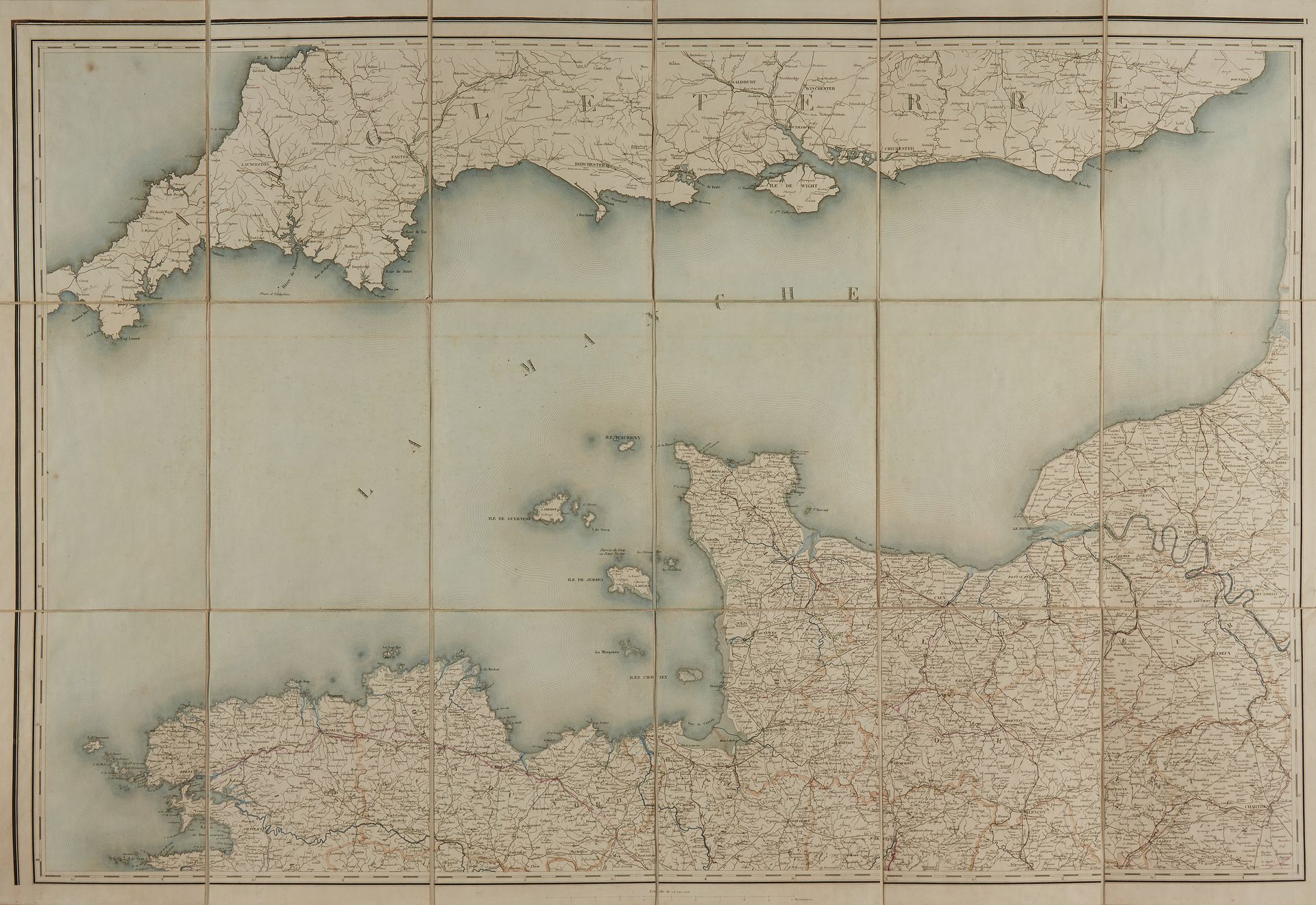 Null 农业部的地图和计划的保存。法国的主要通信线路图。巴黎，1861年。这个时期的上校。雕刻的地图分6张不相连的纸张，用布背着，折叠着。装在原来的4开封套中&hellip;
