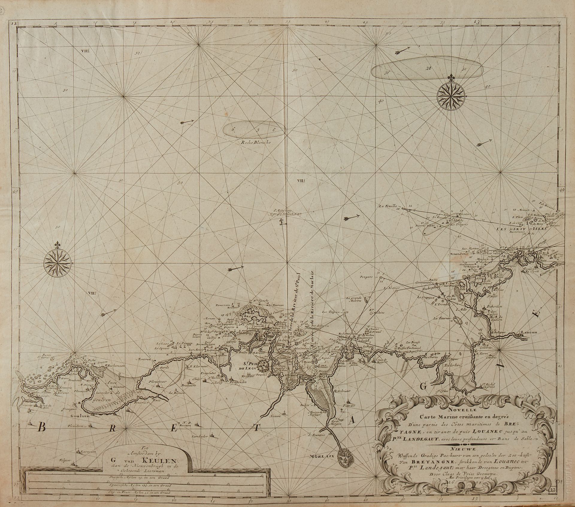 Null VAN KEULEN, G. Nouvelle carte marine…des côtes maritimes de Bretagne en tir&hellip;