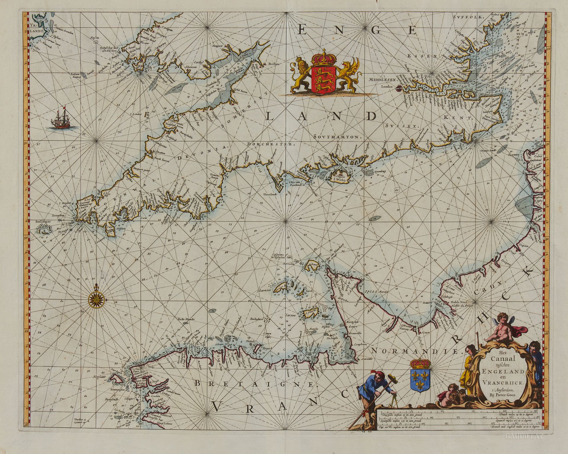 Null GOOS, P. Het Canaal tussen Engeland en Vrancriick. Amsterdam, 1666. Col. Gu&hellip;