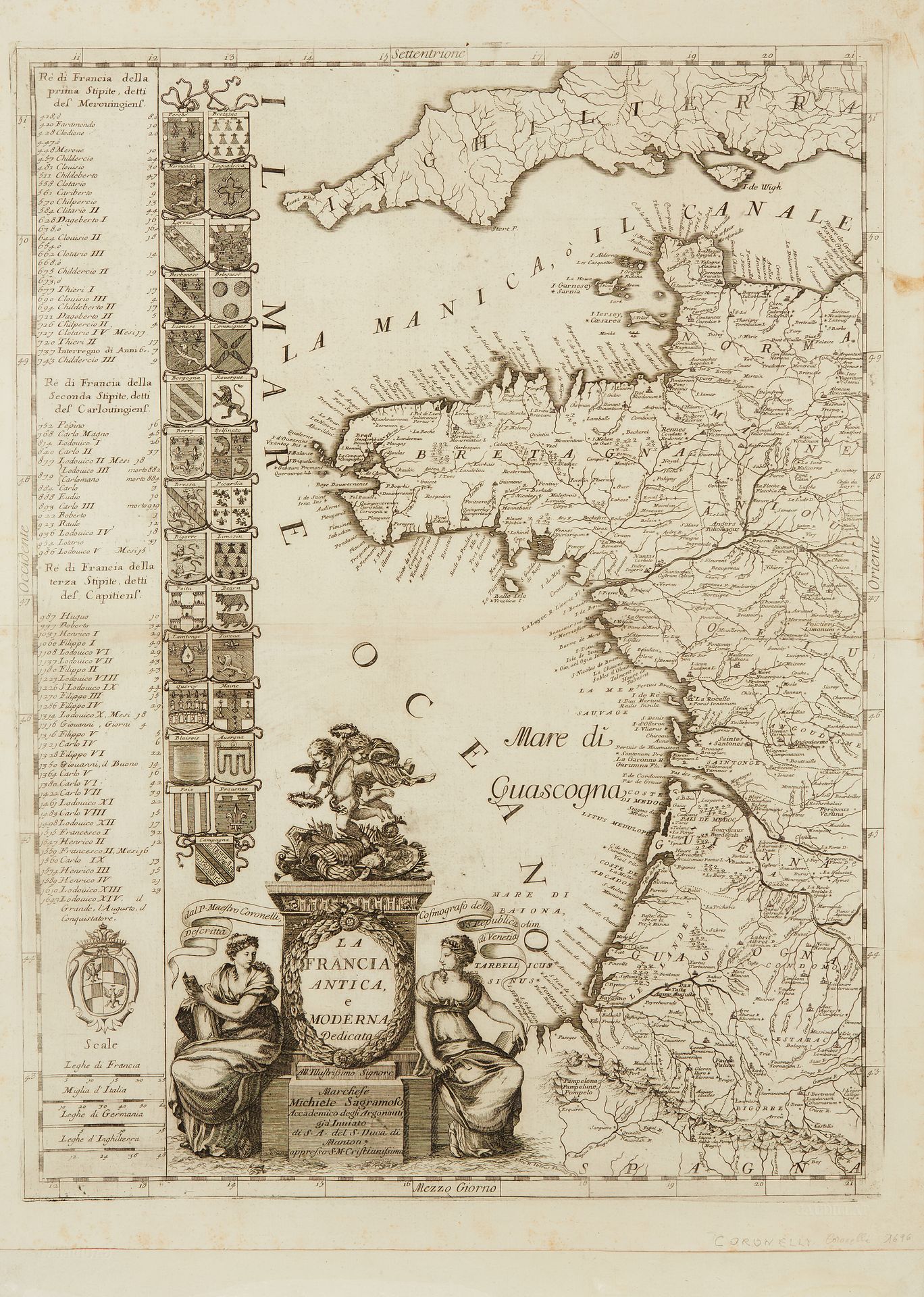 Null CORONELLI, V. M. La Francia Antica, e Moderna Dedicata. Venise, 1696. Noir &hellip;
