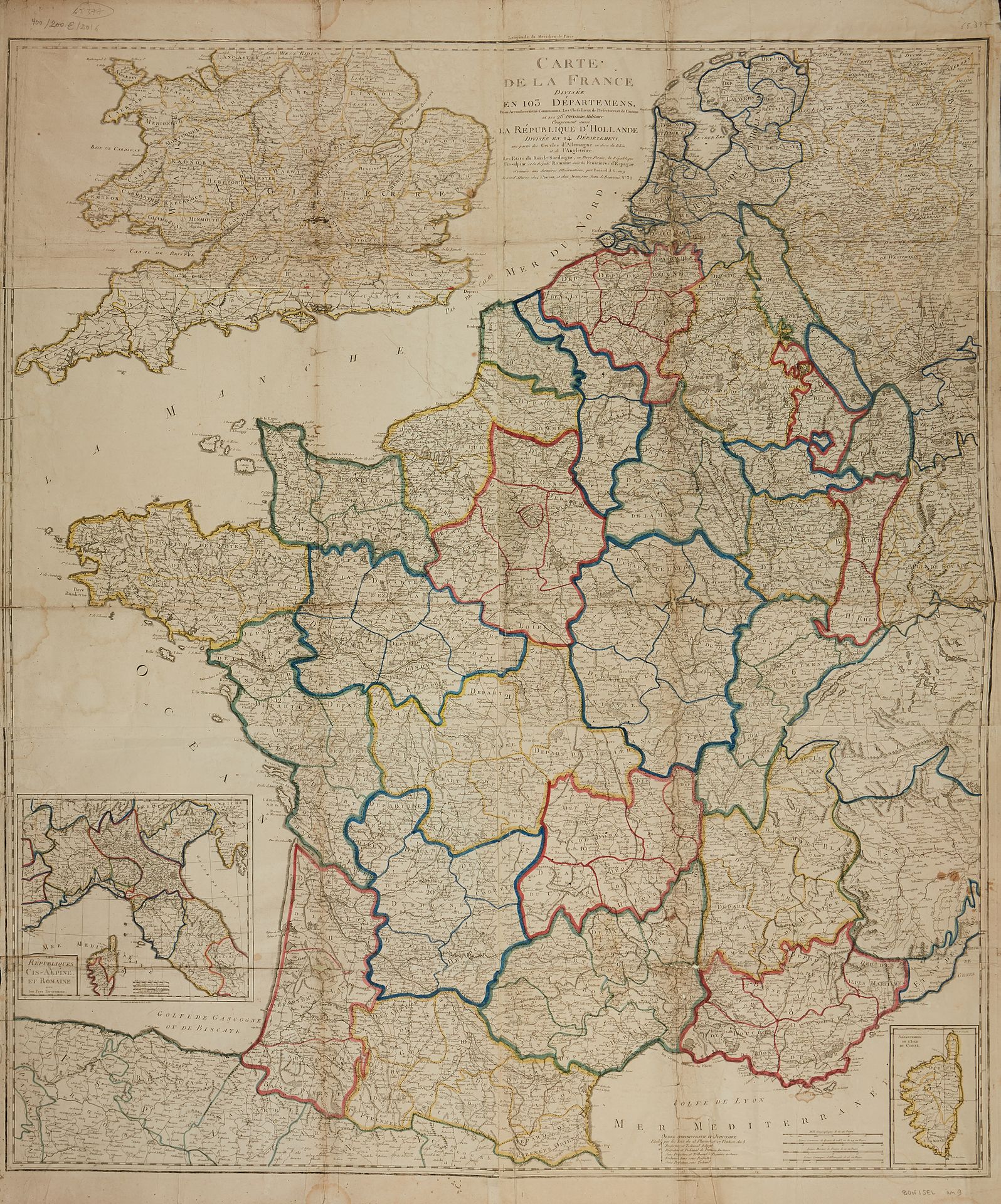 Null BONISEL, J. G. Mappa della Francia divisa in 103 Dipartimenti. Parigi, chez&hellip;