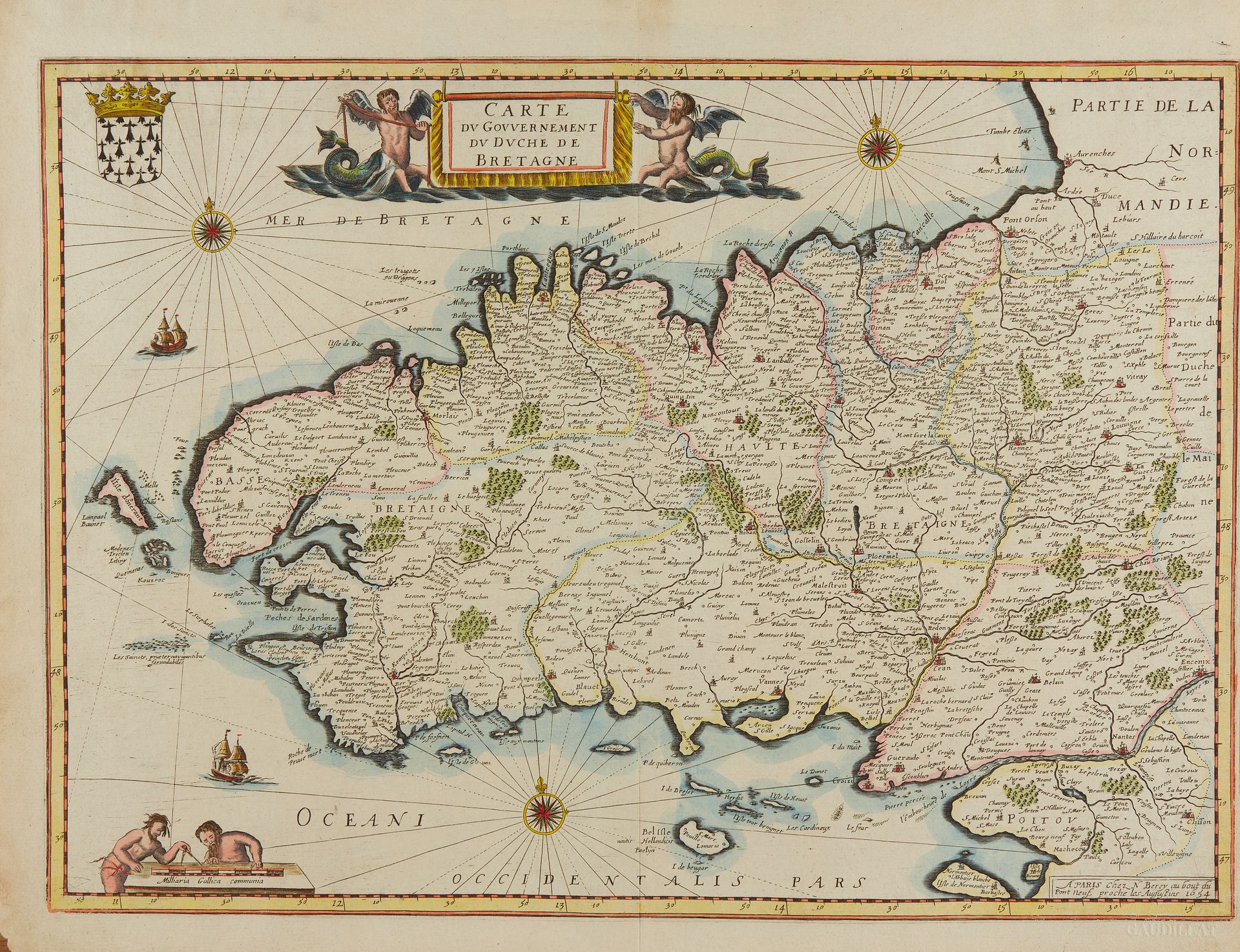 Null BEREY, N. Carte du Gouvernement du Duché de Bretagne. París, 1654. Col. Bue&hellip;