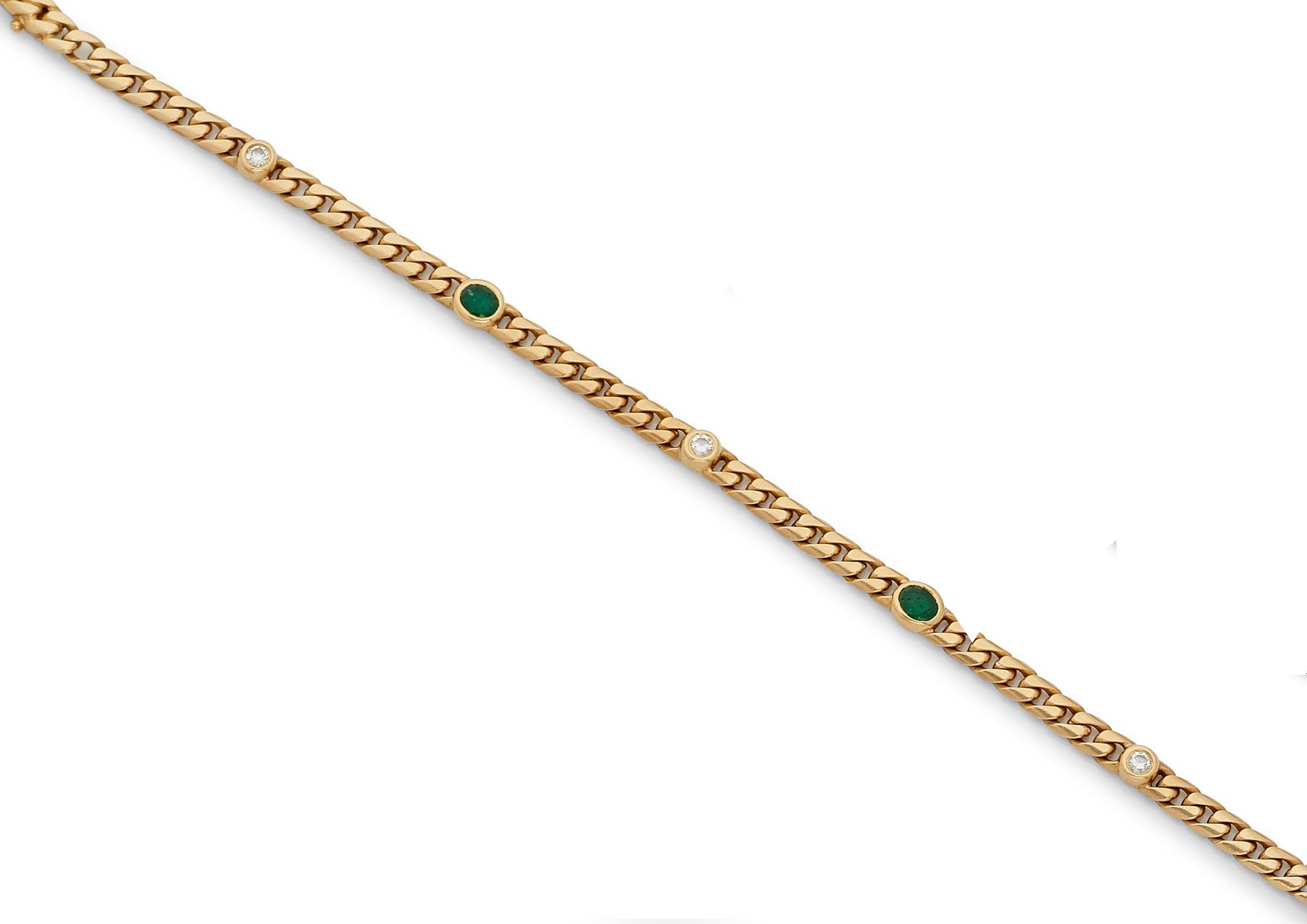 Null Bracelet en or jaune 18K 750/000 à maillons gourmette articulés orné de tro&hellip;