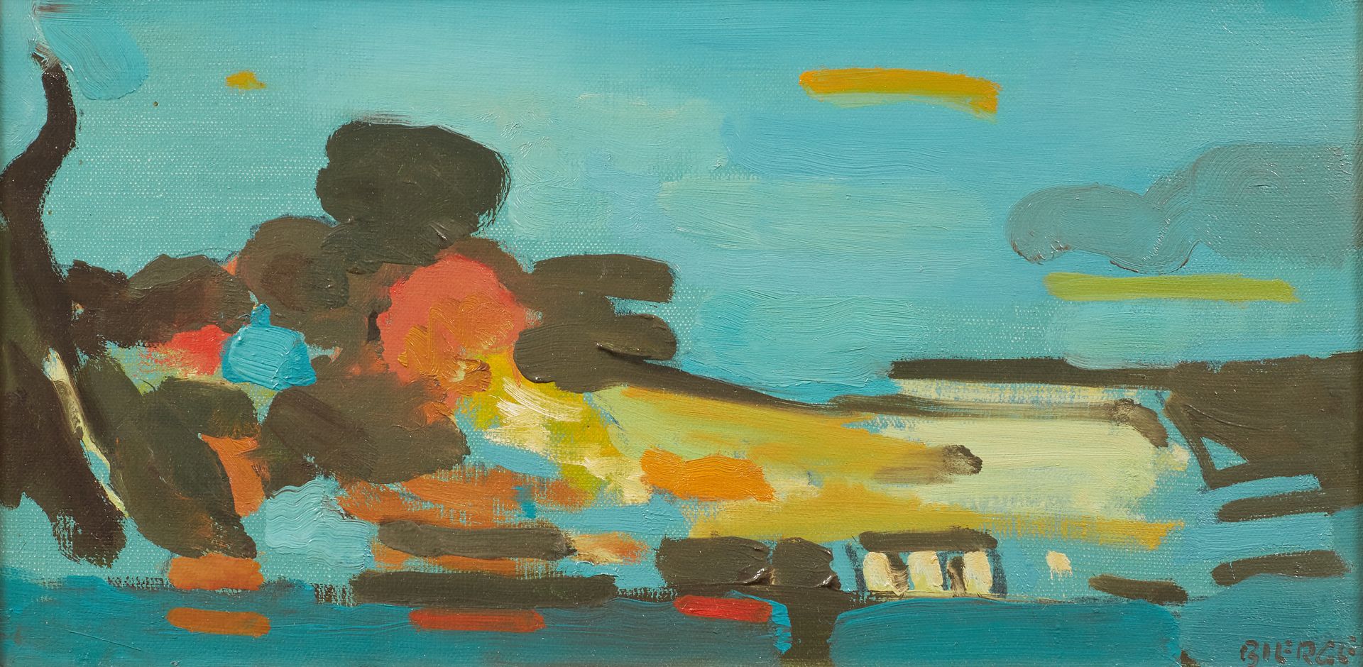 Null 罗兰-比尔吉 (1922-1991)
托马斯-庚斯伯勒之后的风景，1968年
布面油画，右下角有签名
20 x 40厘米
在一个镀金的木框中

展览：&hellip;