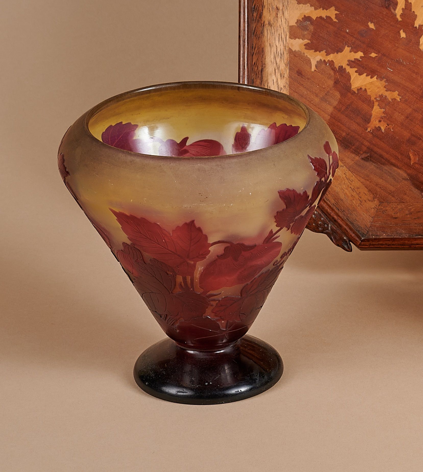 Null ETABLISSEMENTS GALLE 
	Conical vase on pedestal and open neck. Proof in red&hellip;
