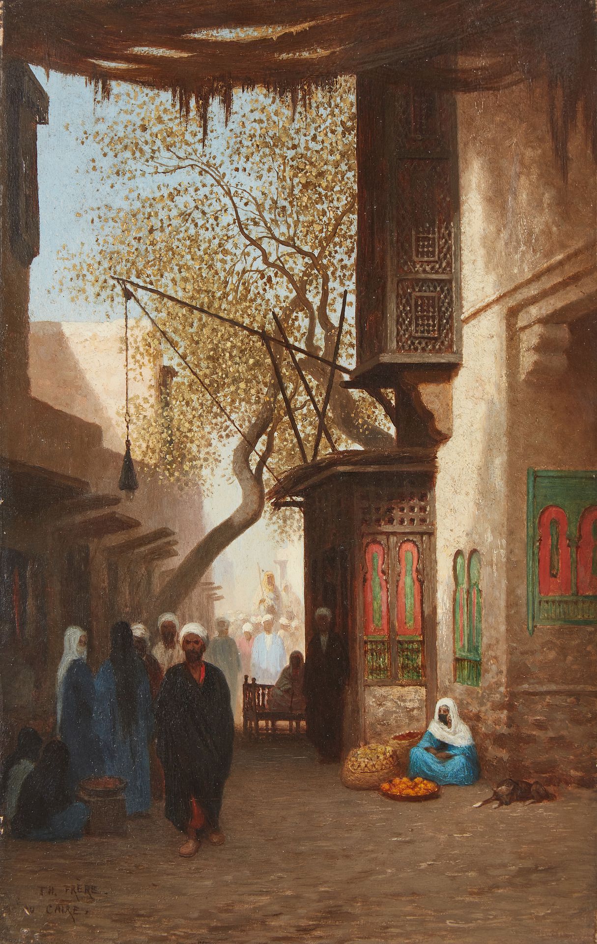 Null Théodore FRÈRE (1814-1888)
Una strada vivace al Cairo
Olio su pannello
Firm&hellip;