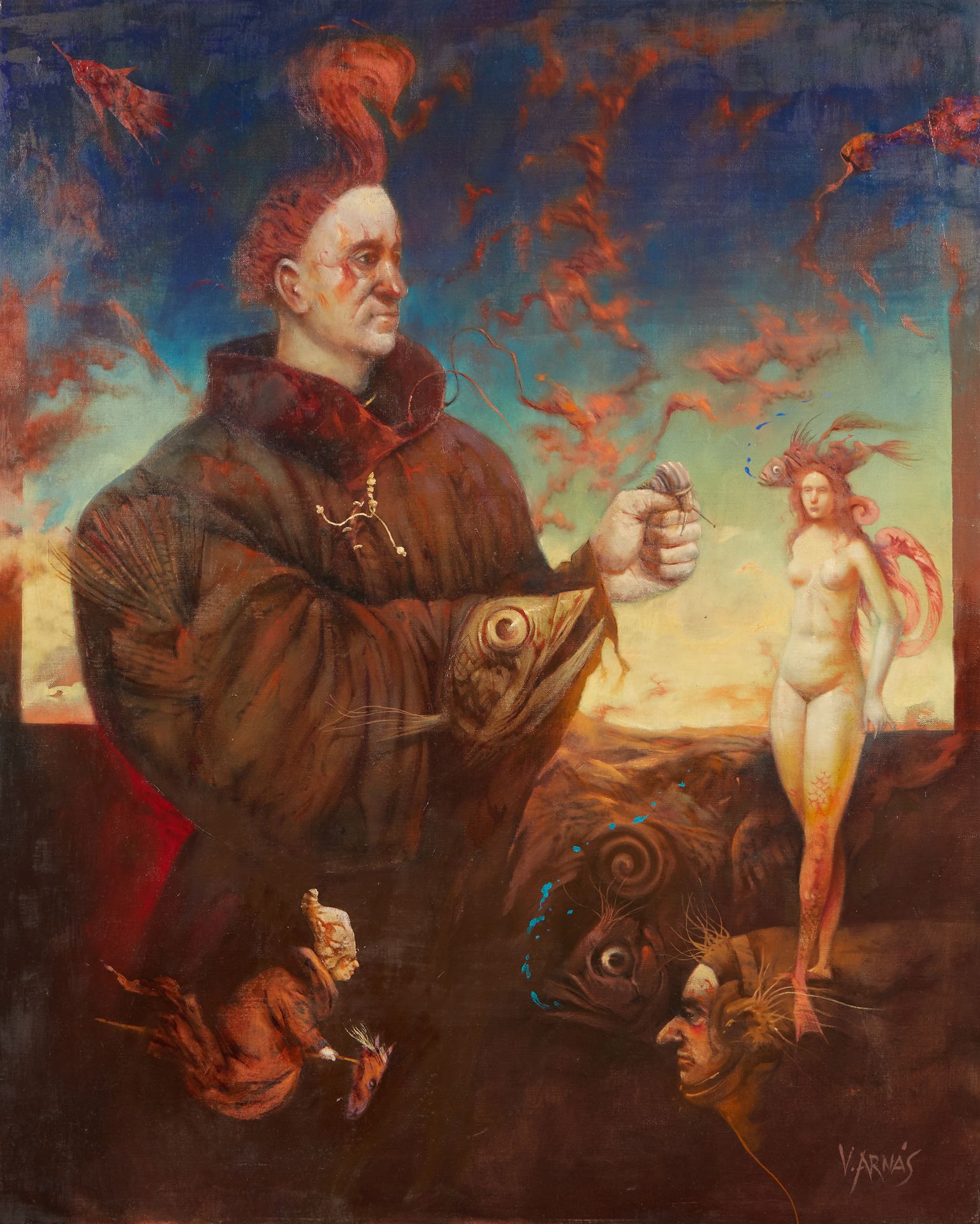 Null Vicente ARNAS LOZANO (生于1949年)
诱惑
布面油画，右下角有签名
101 x 82 cm
