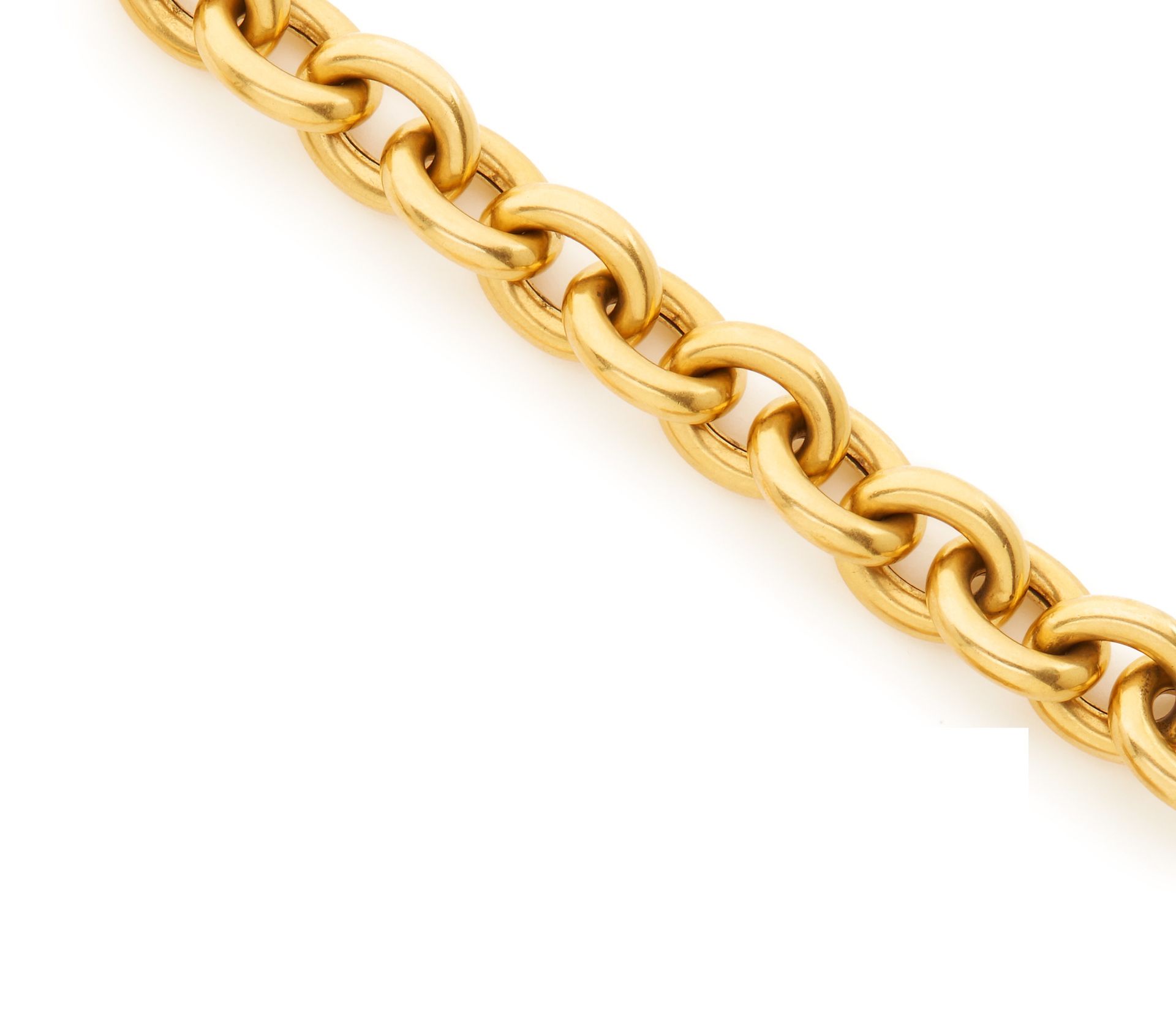 Null 美丽的18K黄金大链节手镯750/000 
重量 : 54,2 g
因使用而出现的划痕，一些冲击和变形