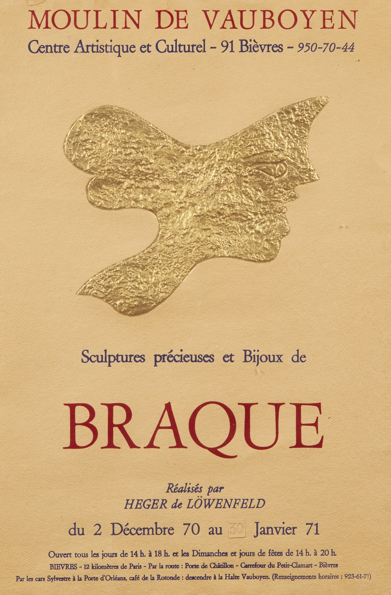 Null Lote de dos carteles : 
- Georges BRAQUE, Sculptures précieuses et bijoux d&hellip;