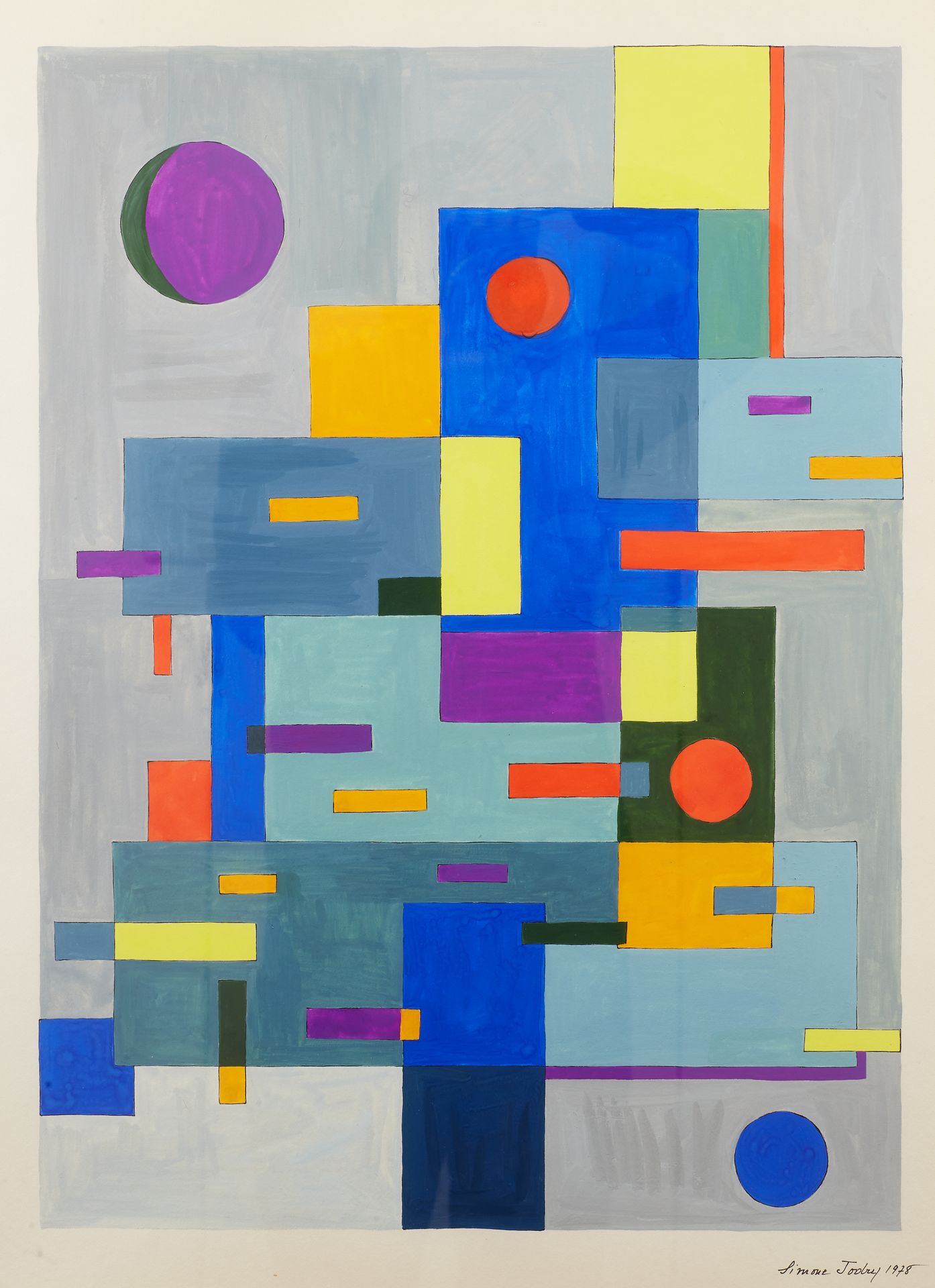 Null Simone JODRY(20. Jahrhundert) 
Komposition auf grauem Hintergrund 
Gouache &hellip;
