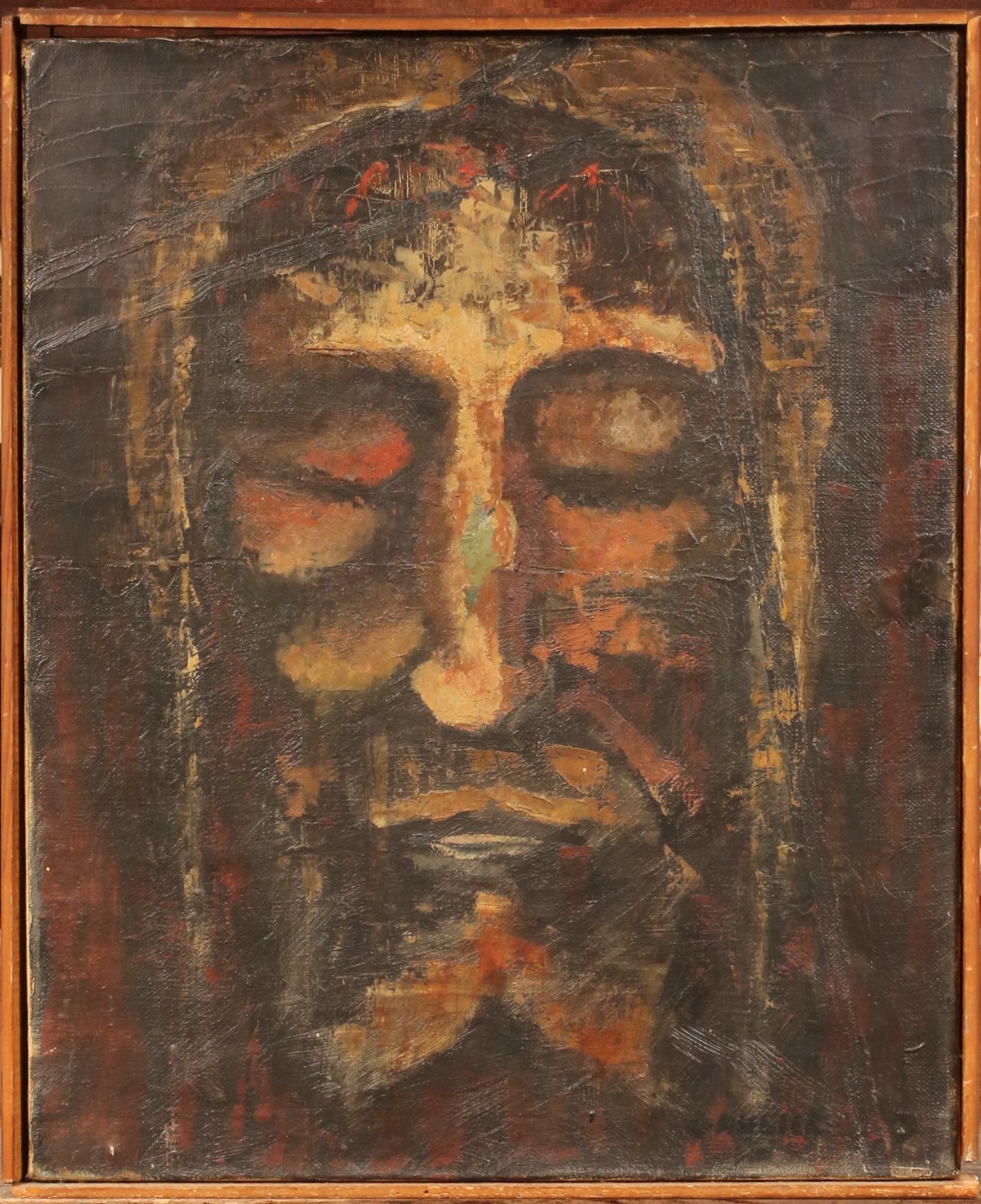 Null Pierre GAULIER (1913-2008)
Christ tuméfié
Huile sur toile 
Salon des Indépe&hellip;