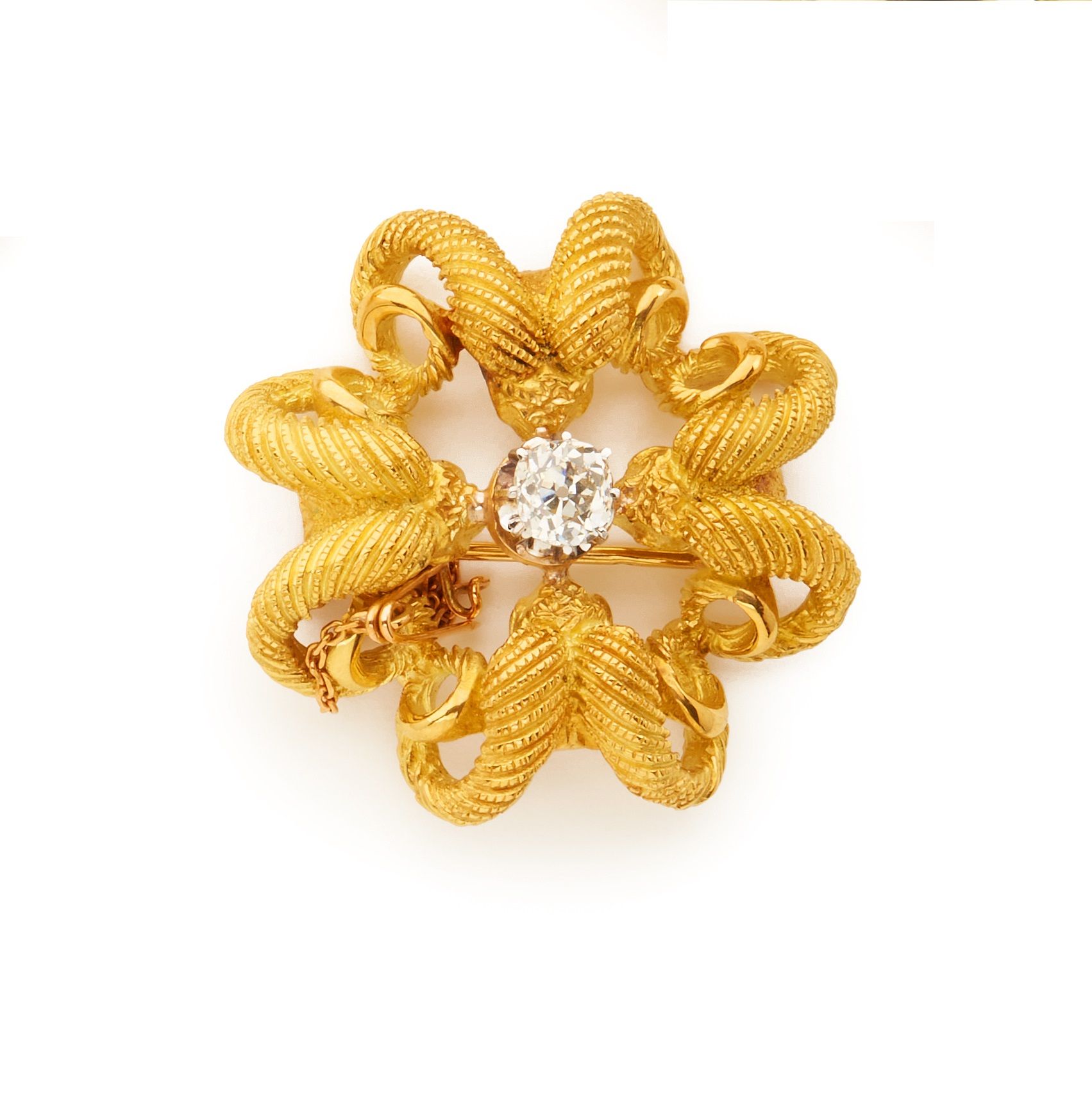 Null Brosche aus 18 Karat Gelbgold 750/000 mit einem Diamanten im Kissenschliff &hellip;