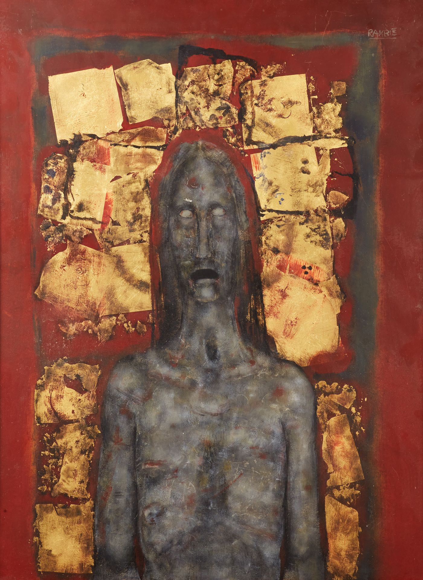 Null 保罗-拉姆比(1919-2020)
基督的画像
油画和金箔画板，右上方有签名，背面有1975年11月8日的献词
73 x 54 cm