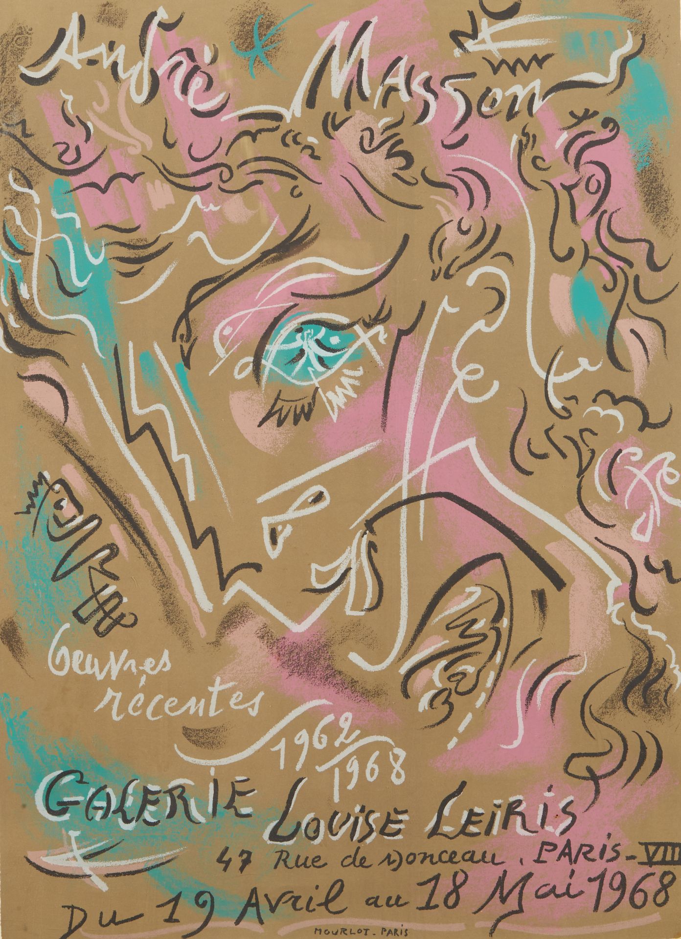 Null André MASSON (1896-1987) 
Affiche pour l'exposition "Œuvres récentes 1962-1&hellip;