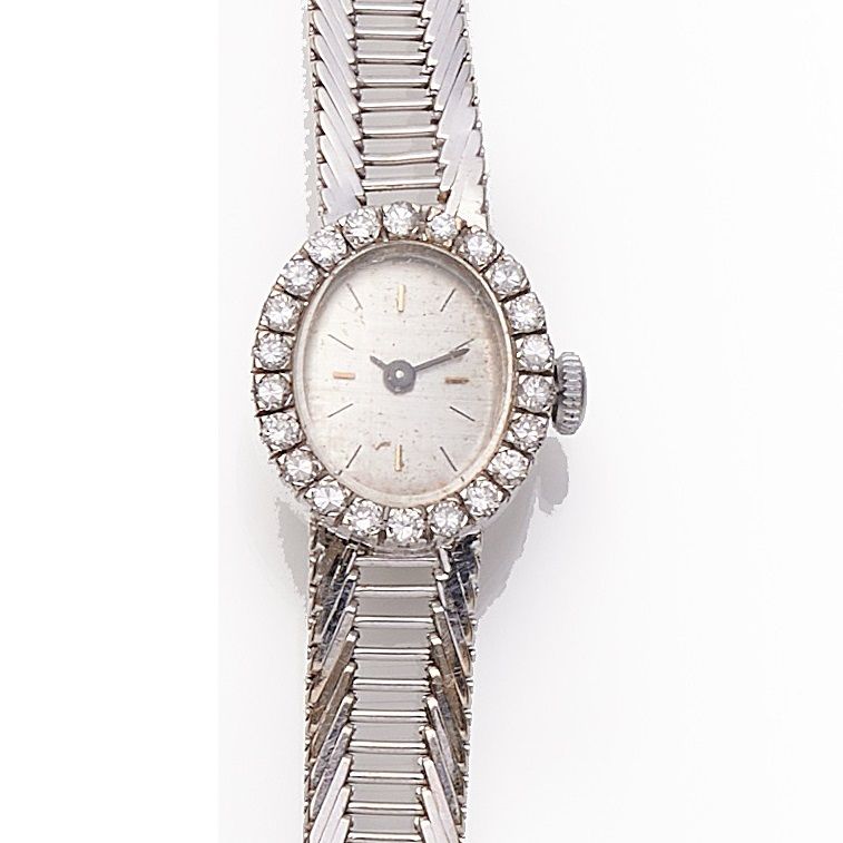 Null Reloj de pulsera para señora en oro blanco de 18 quilates 750‰, caja ovalad&hellip;