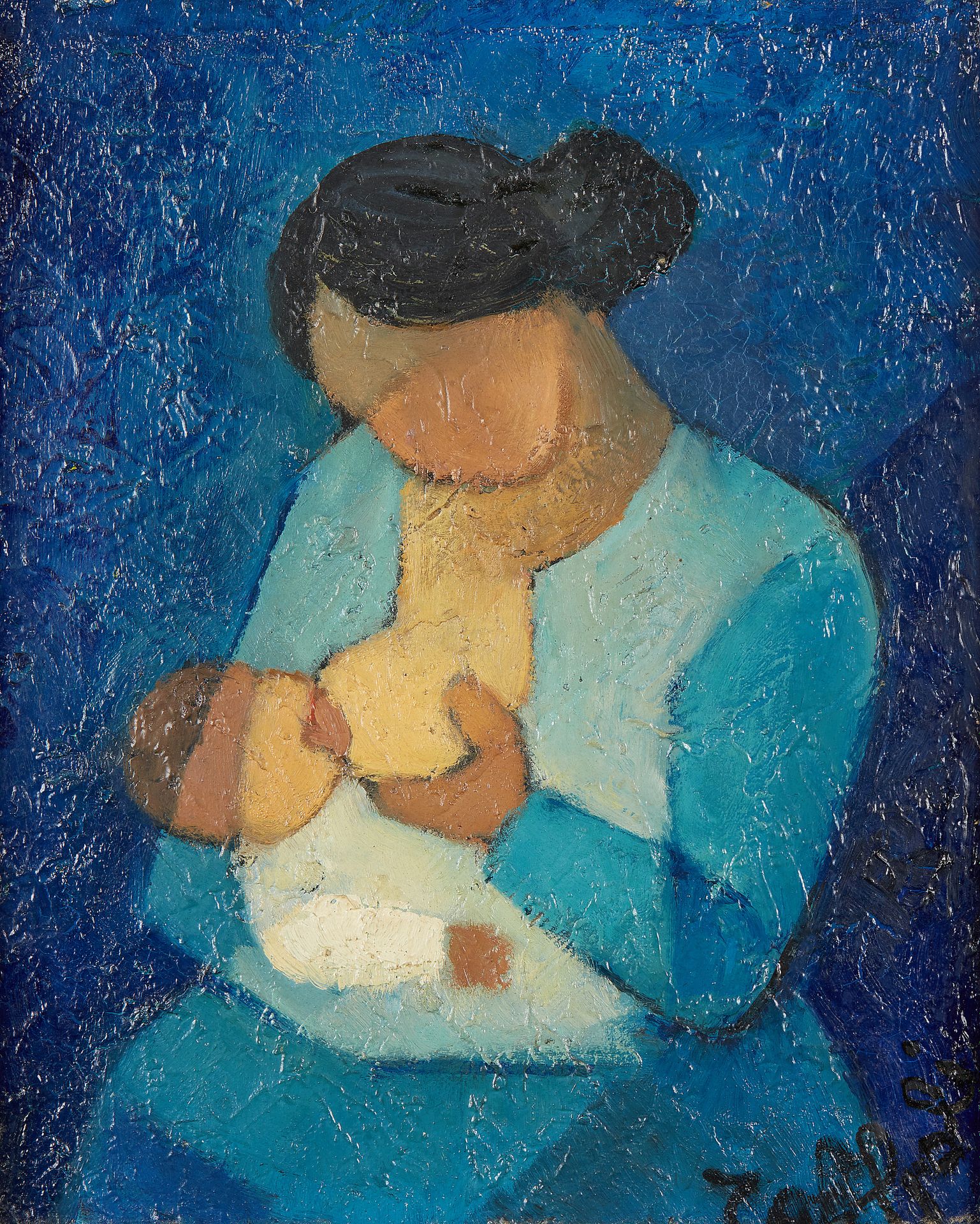 Null Louis TOFFOLI (1907-1999)
Mère allaitant son enfant 
Huile sur toile
Signée&hellip;