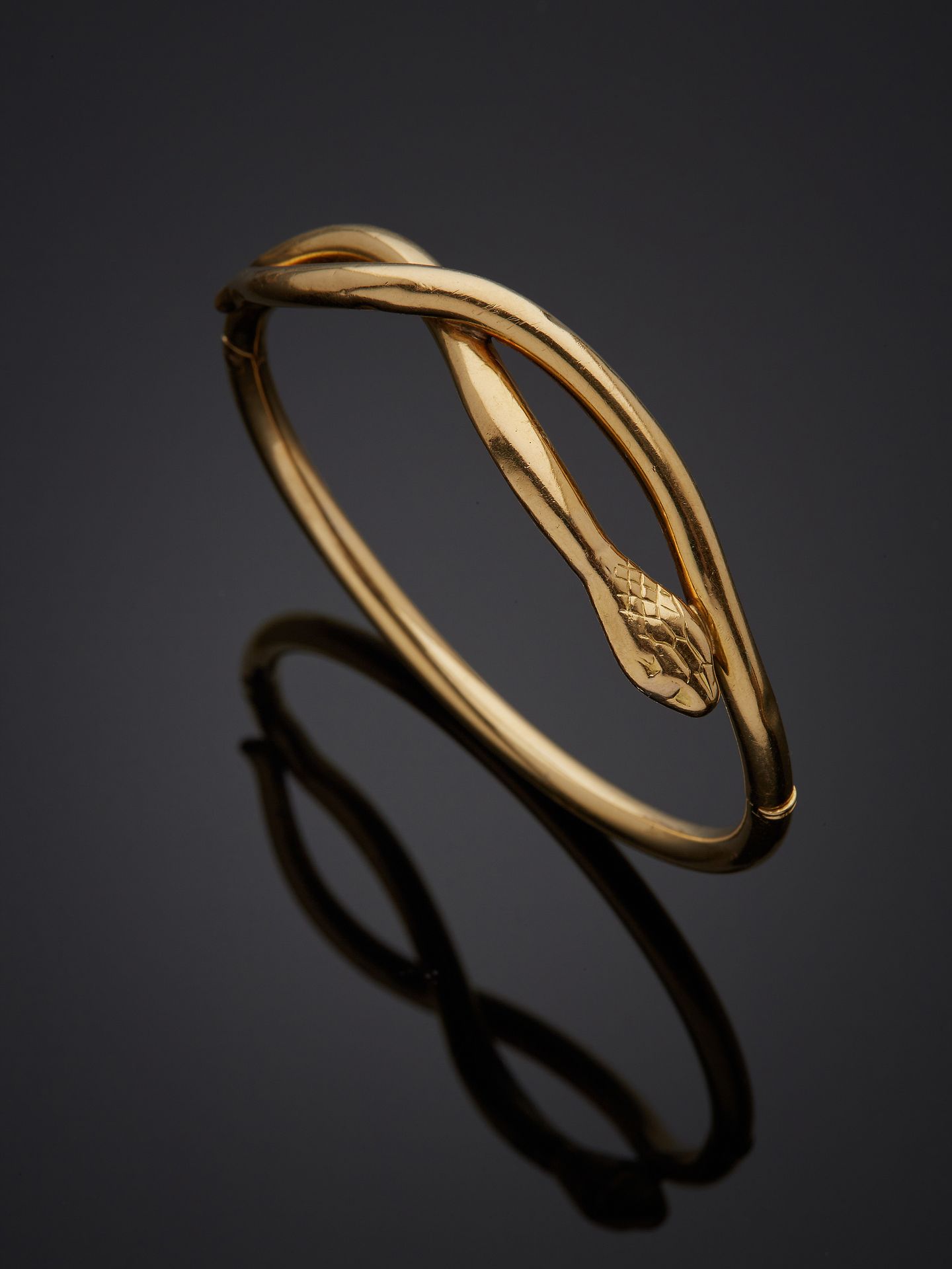 Null Bracciale bangle a testa di serpente in oro giallo 750‰ (18 carati), con ce&hellip;
