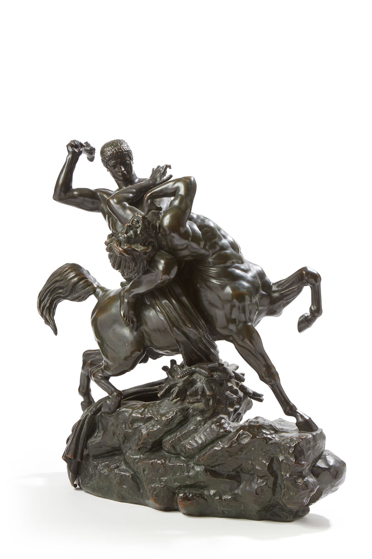 Null 安托万-路易-巴耶（1795-1875 年）
忒修斯和半人马比埃诺
模型制作于 1849 年
青铜，棕色铜锈，带绿色阴影
左后腿下方的岩石上有 "BA&hellip;