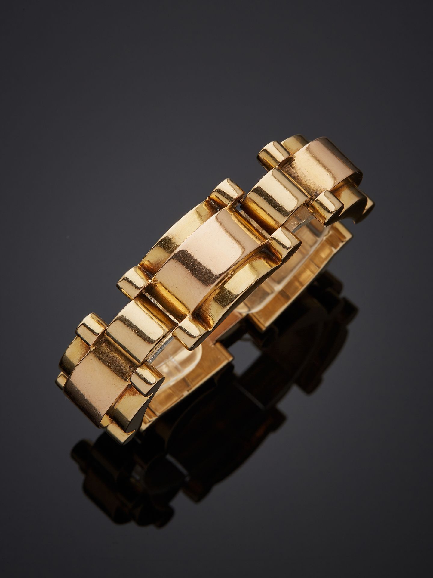 Null Bracciale a serbatoio in oro 18 carati bicolore 750‰, con motivi geometrici&hellip;