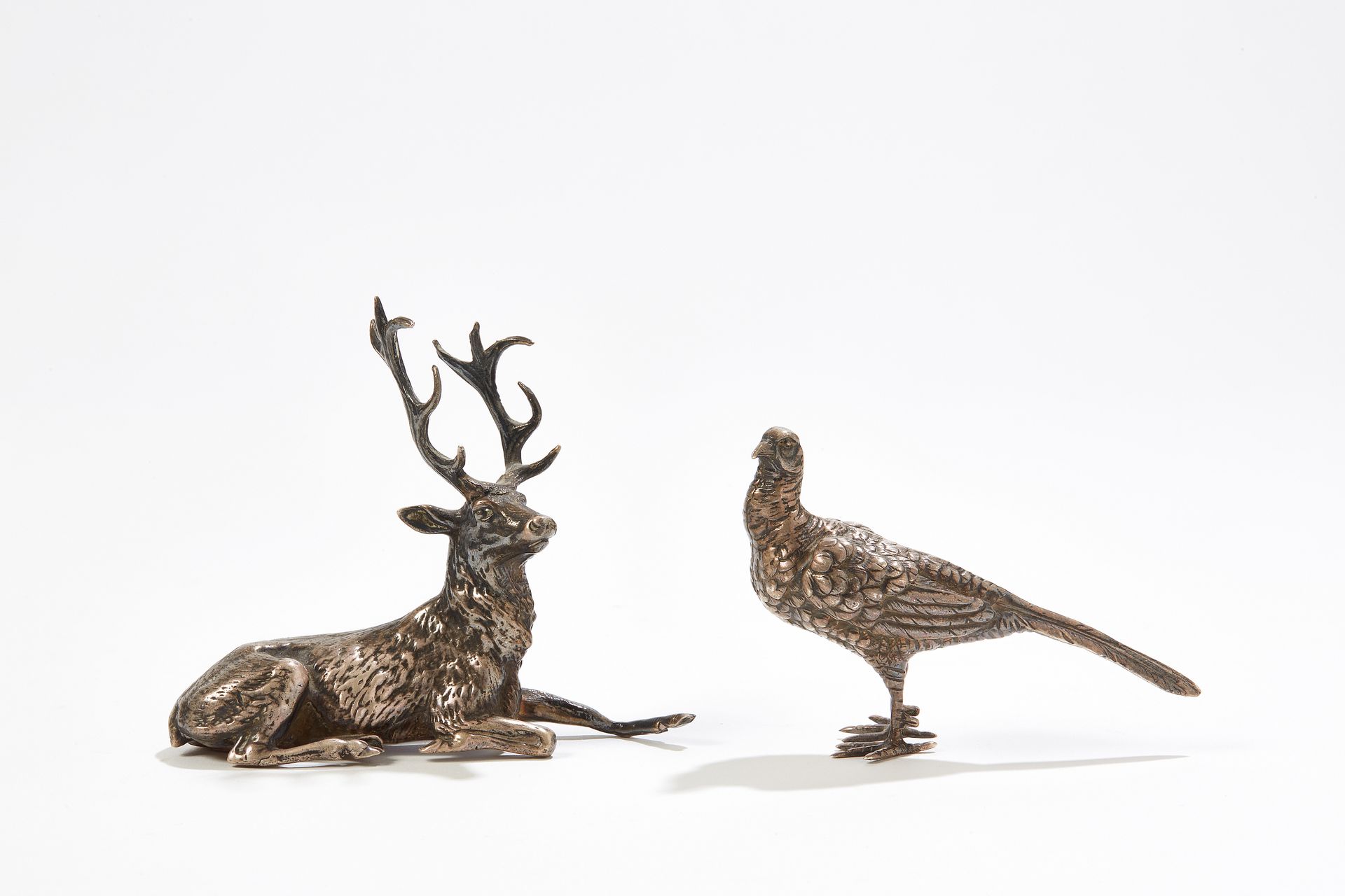 Null Lot including a stag and a pheasant in 1st quality silver 925‰
Weight : 354&hellip;