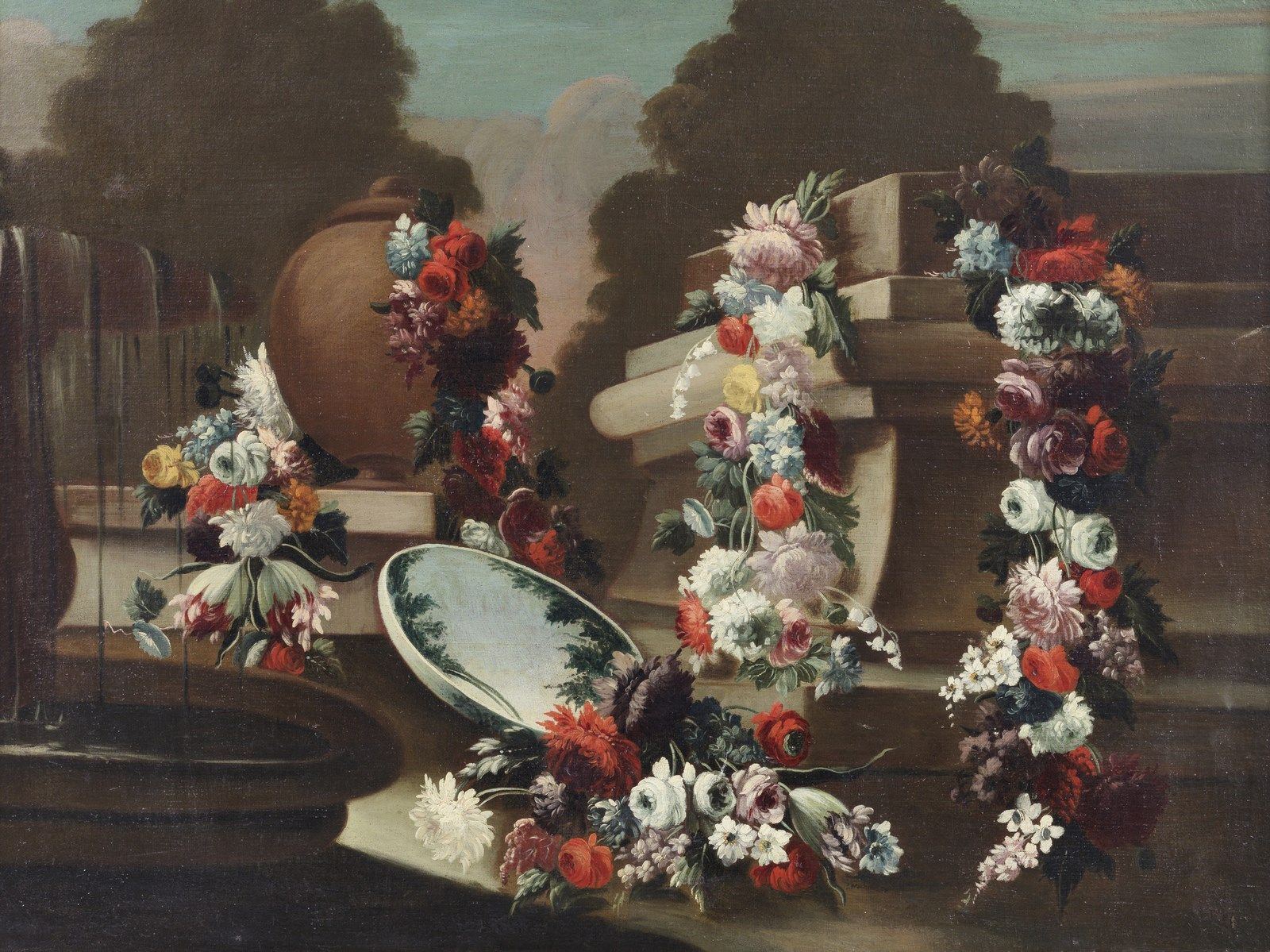 GASPARE LOPEZ Still life with a garland of flowers. Nature morte avec une guirla&hellip;