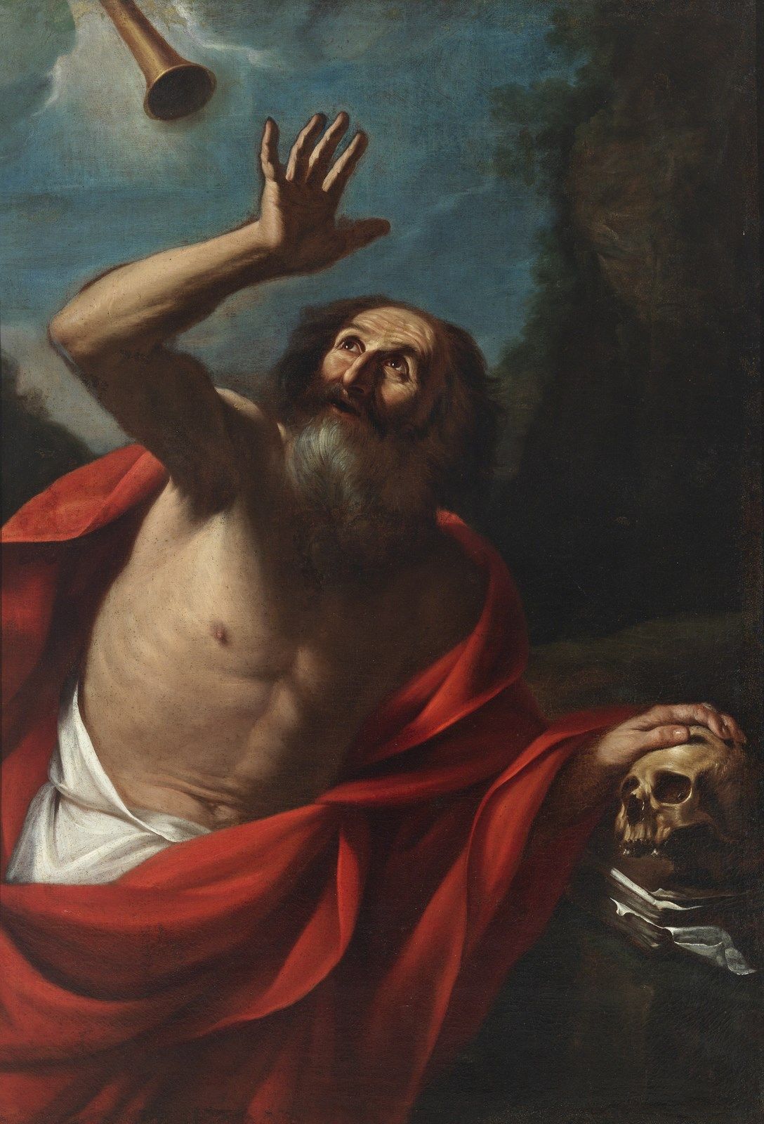 CESARE GENNARI The vision of Saint Jerome. 圣杰罗姆的愿景。布面油画.Cm 92,00 x 133,00。该作品附有A&hellip;