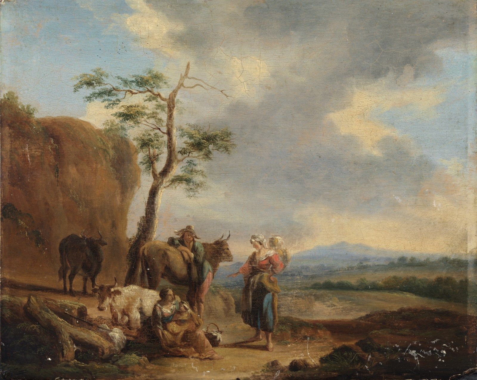 ARTISTA FIAMMINGO DEL XVII SECOLO Landscape with shepherds and cows. . 17世纪弗莱米什艺&hellip;