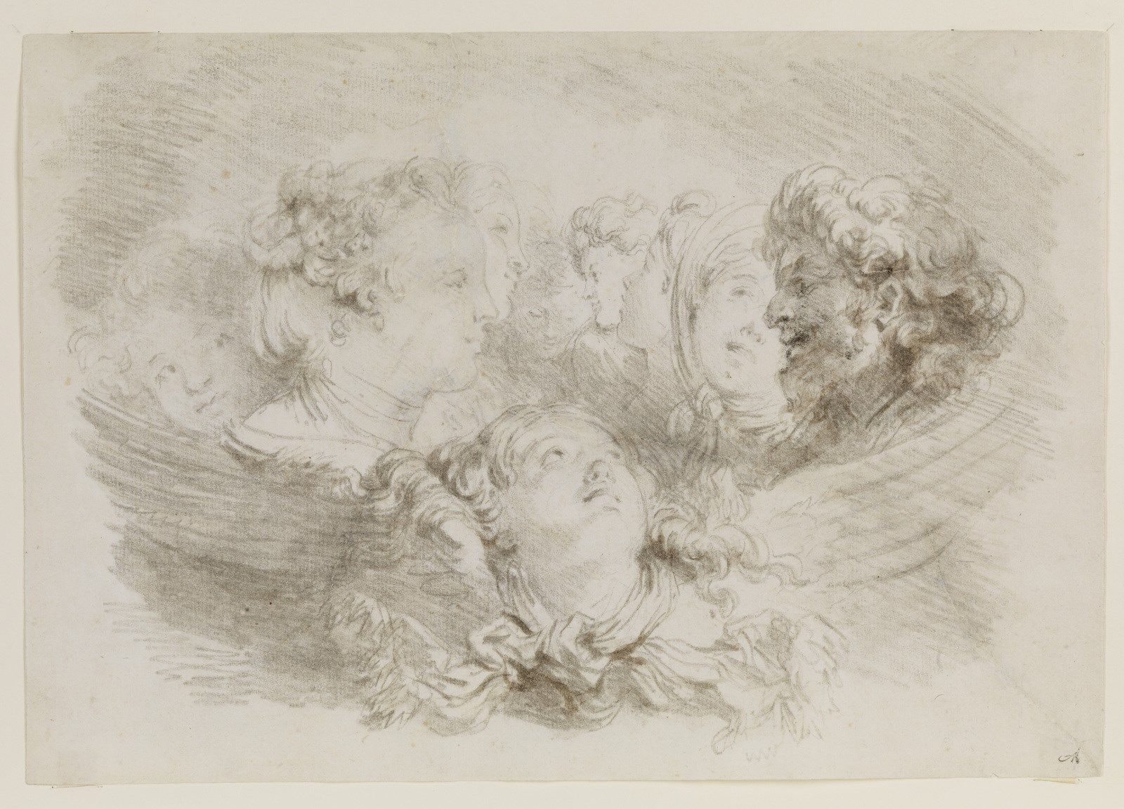 JEAN HONORE' FRAGONARD Study of heads. Study of heads. Mixed media on paper. Cm &hellip;