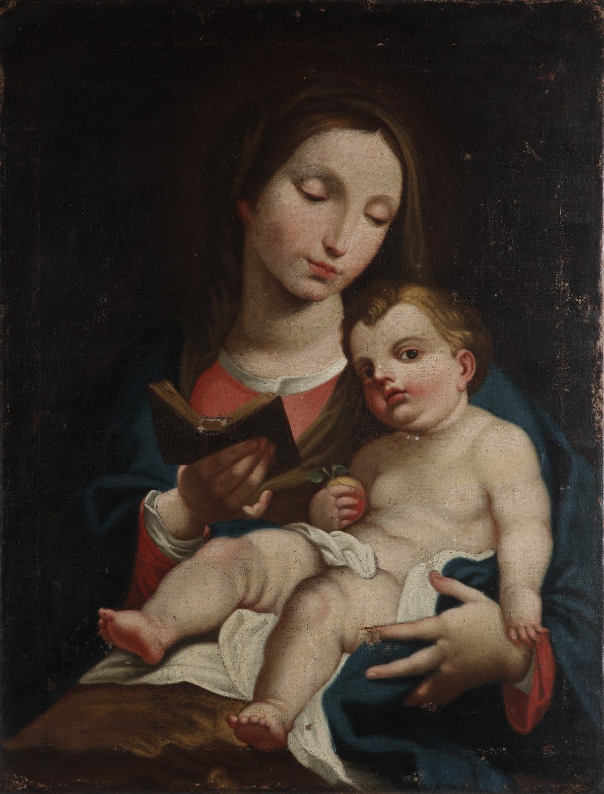 ARTISTA DEL XVII SECOLO Madonna with child. 17世纪的艺术家，带孩子的圣母。布面油画.Cm 61,50 x 79,5&hellip;