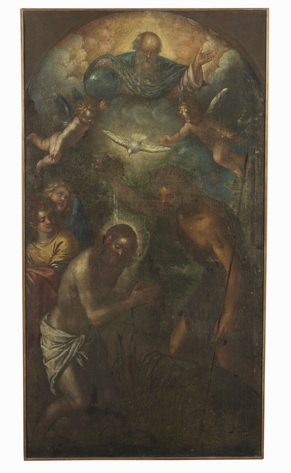 ARTISTA VENETO DEL XVI SECOLO Baptism of Christ. 16世纪威尼斯艺术家的《基督的洗礼》。布面油画.Cm 93,0&hellip;
