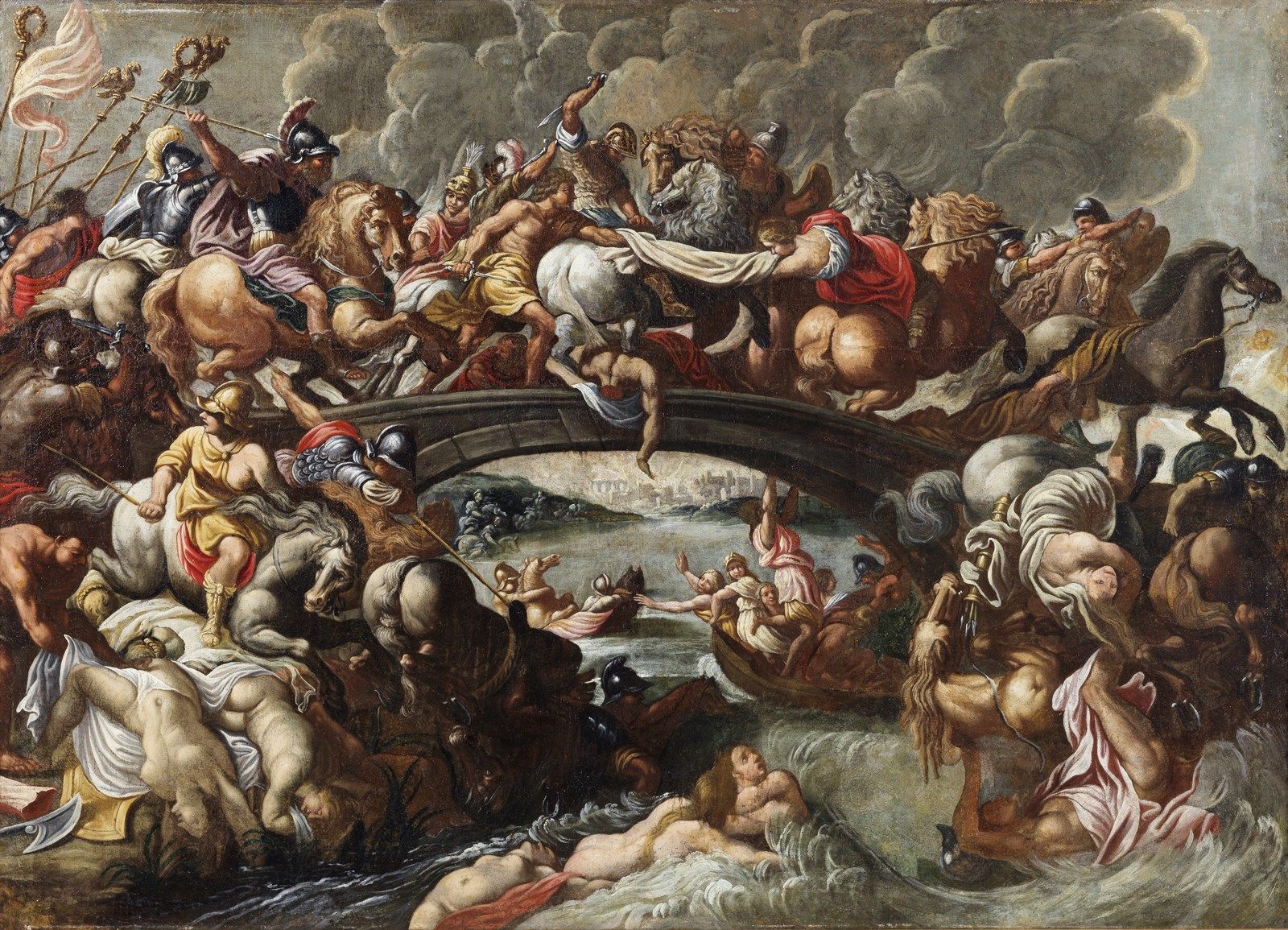 ARTISTA DEL XVII SECOLO Battle of the Amazons. 17世纪的艺术家 亚马逊之战。布面油画.Cm 156,00 x 1&hellip;