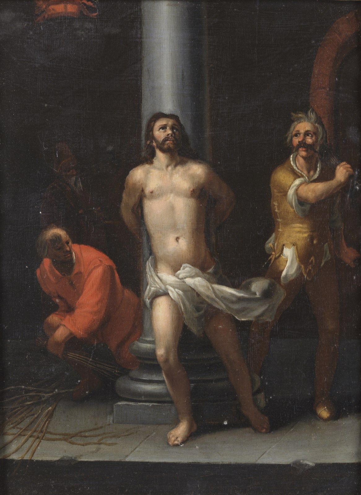 DIONISIO CALVAERT Flagellation of Christ. 对基督的鞭打。板上油彩。Cm 26,50 x 36,00。该作品附有埃吉迪奥&hellip;