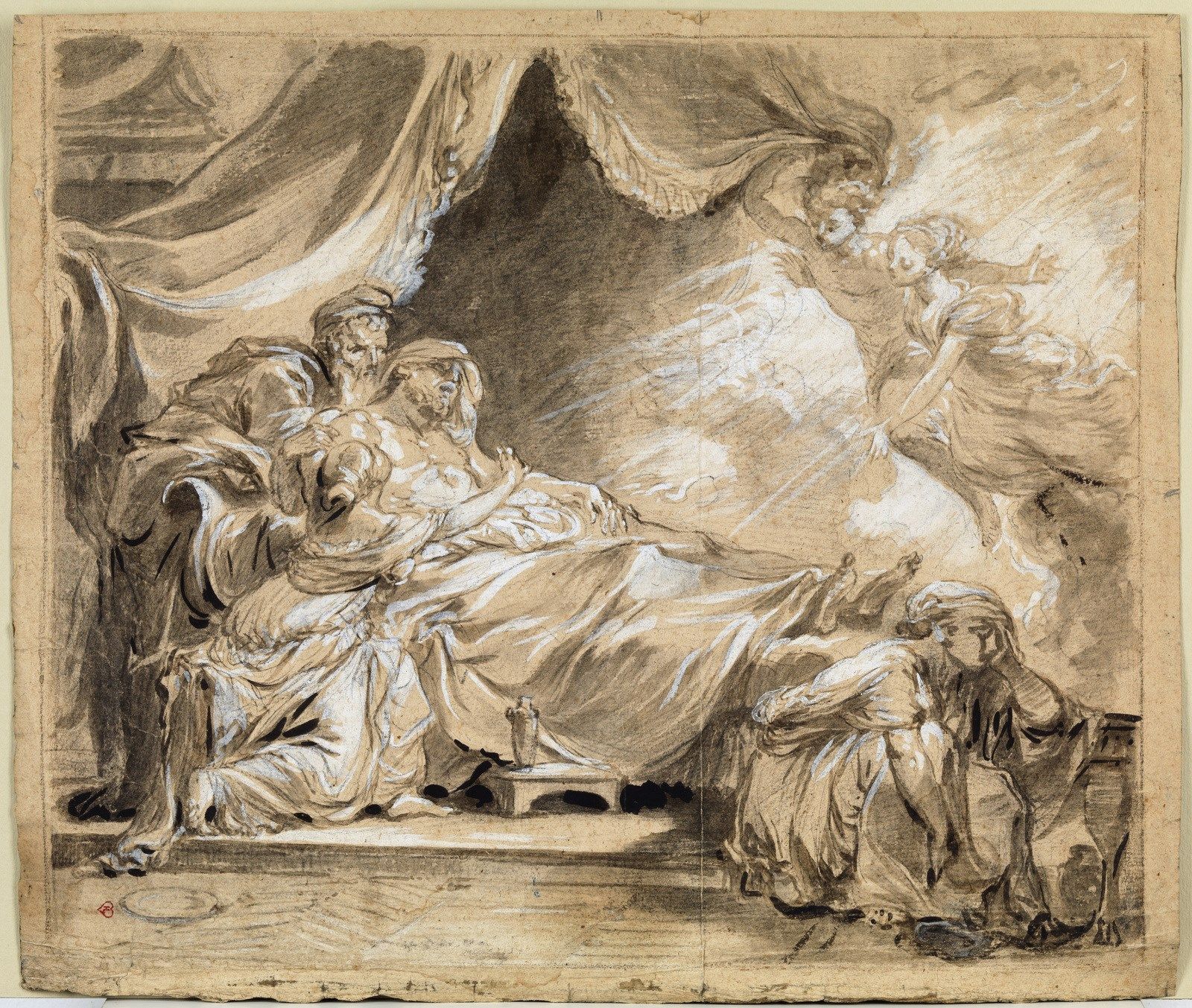 JEAN HONORE' FRAGONARD Mythological or biblical scene ("The death of Korsus"). M&hellip;