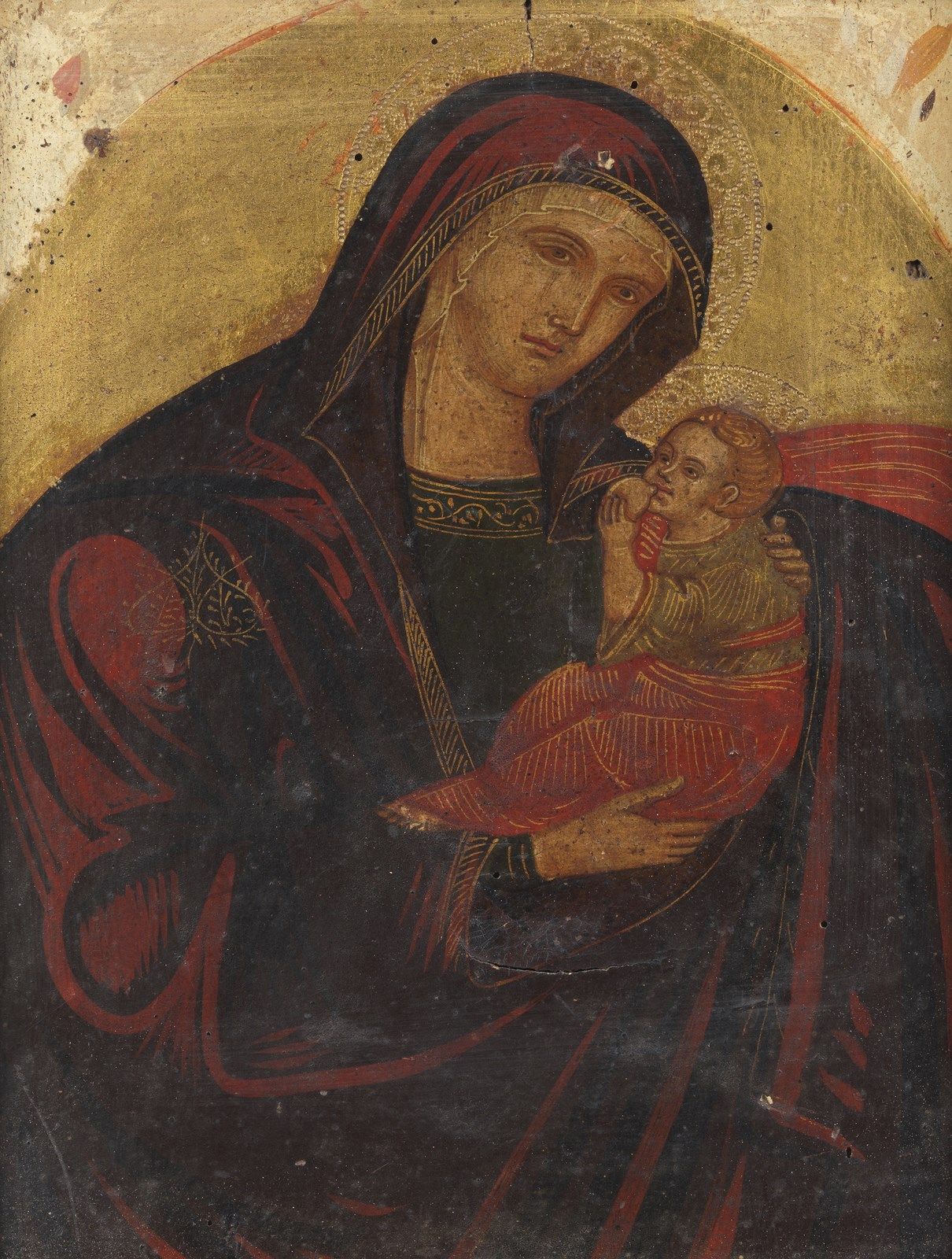 ARTISTA VENETO - CRETESE DEL XVII SECOLO Madonna with Child. 17世纪韦尼托-克里特艺术家的圣母与儿&hellip;