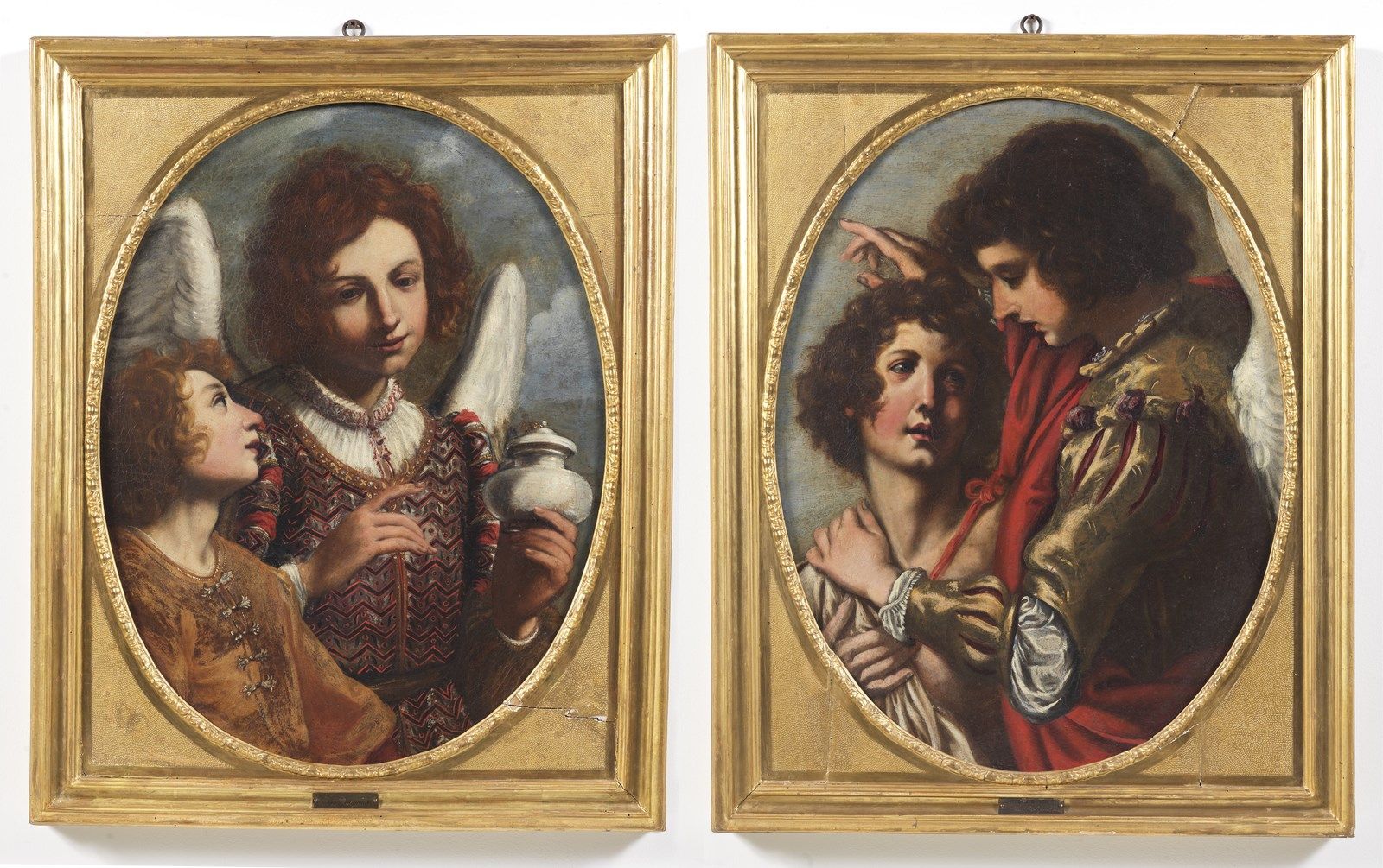 ARTISTA TOSCANO DEL XVII SECOLO Pair of paintings depicting Saint Raphael the Ar&hellip;