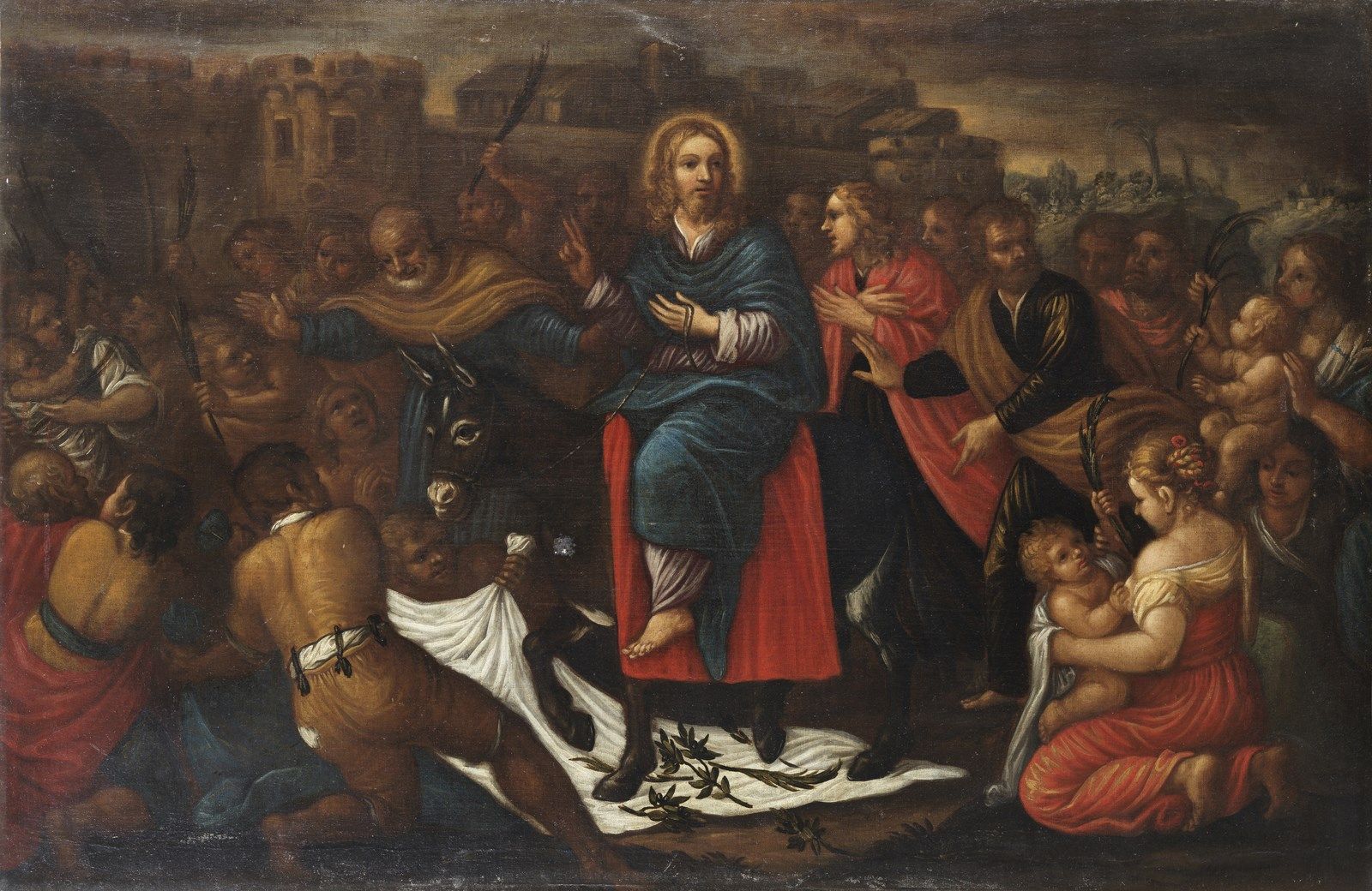 ARTISTA VENETO DEL XVII SECOLO Triumphal entry of Jesus into Jerusalem. 17世纪的韦尼托&hellip;