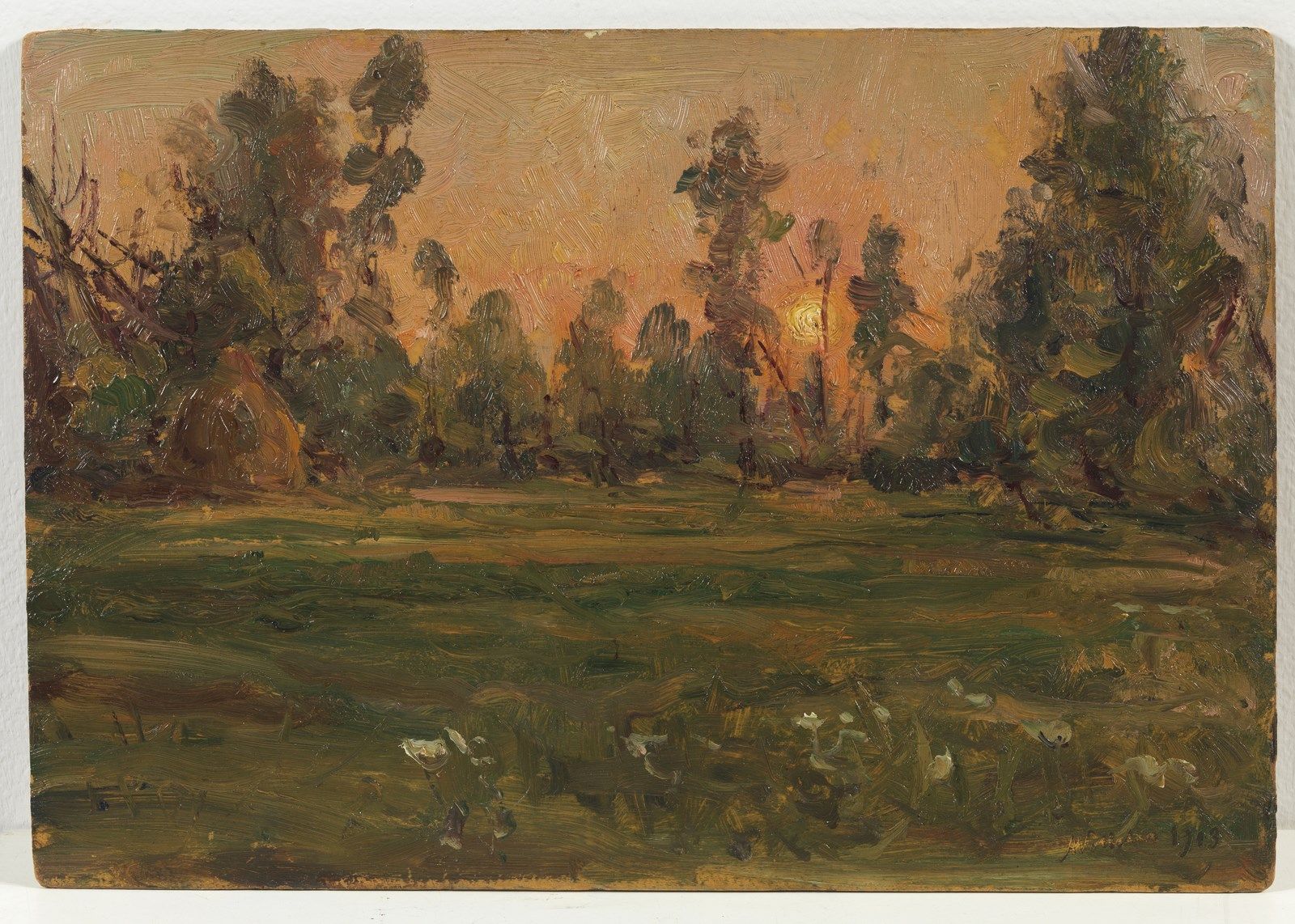VITTORIO AVONDO Wooded landscape at sunrise. Wooded landscape at sunrise. Oil on&hellip;